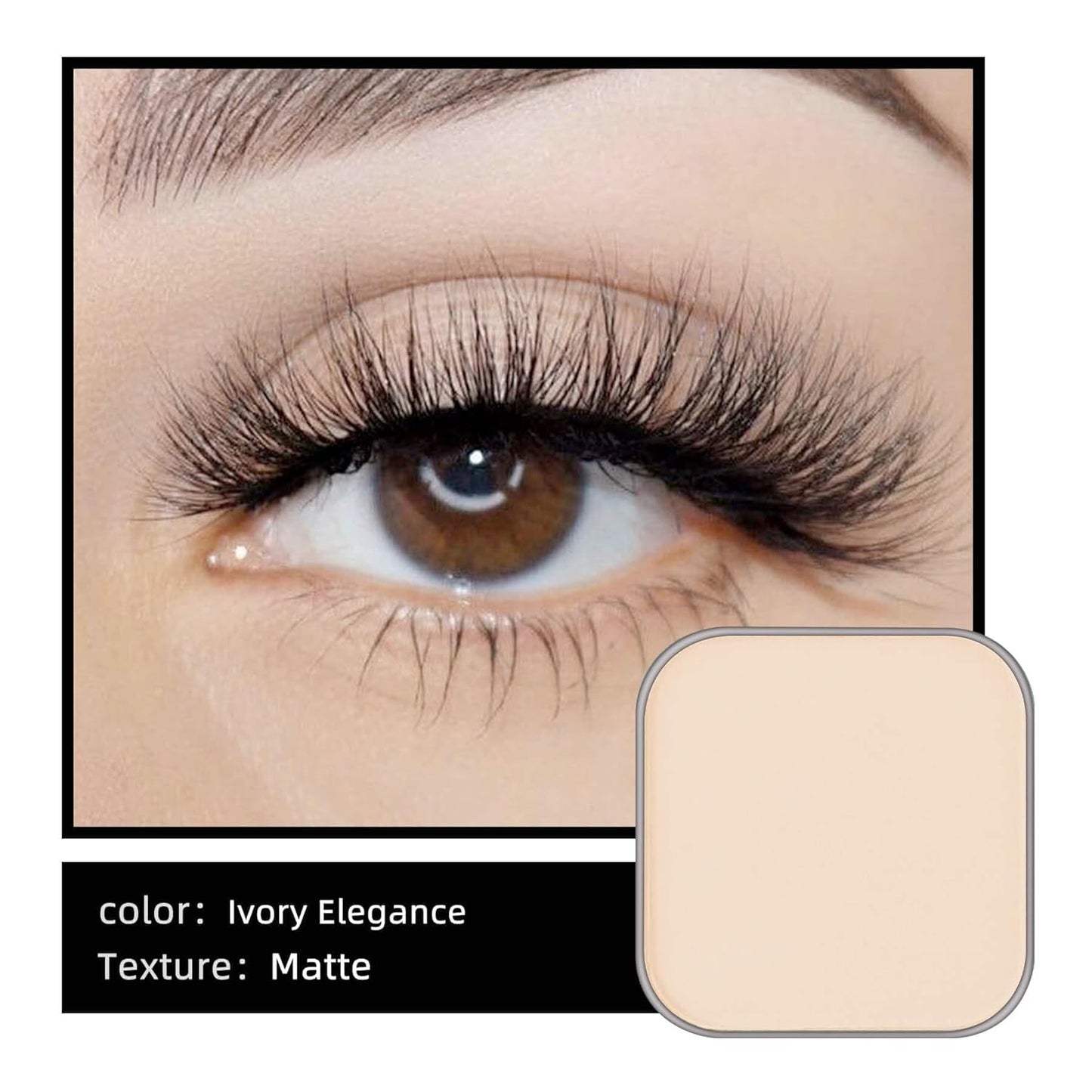 Single Matte Eyeshadow with Metal Pan, Long-lasting Natural Nude Color No-Makeup Look, Palette Refill, Base Eyeshadow Powder for Empty Magnetic Palette (Ivory Elegance)