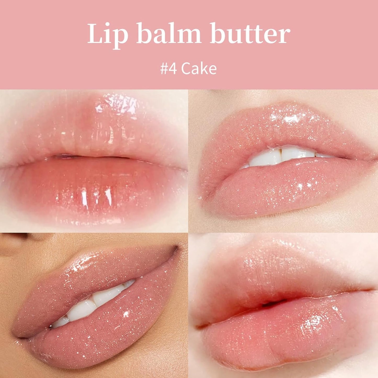 Summer Lip Butter Balm,Moisturizing Hydrating Lip Gloss Balm Set,Long-lasting Non-Sticky Nourishing Lip Care with Natural Ingredients for Soothing Softening Lips(#4-Cake)