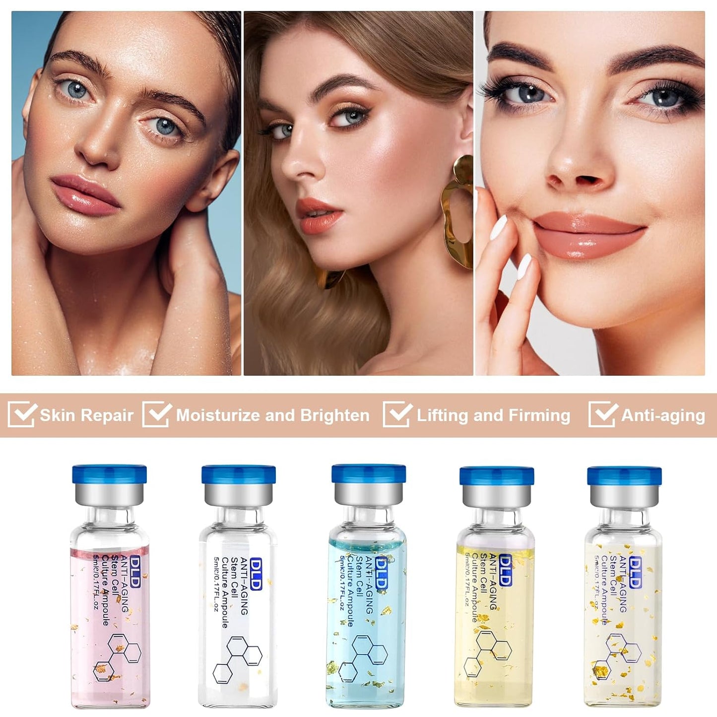 BB Facial Glow Starter Kit Facial Pigment Serum Treatment Kit,Anti-Aging Serum Pigments Set for Micro-needling Skin Treatment 10 Vials 5ml Hyaluronic Acid Ampoule foundation Essence Skin