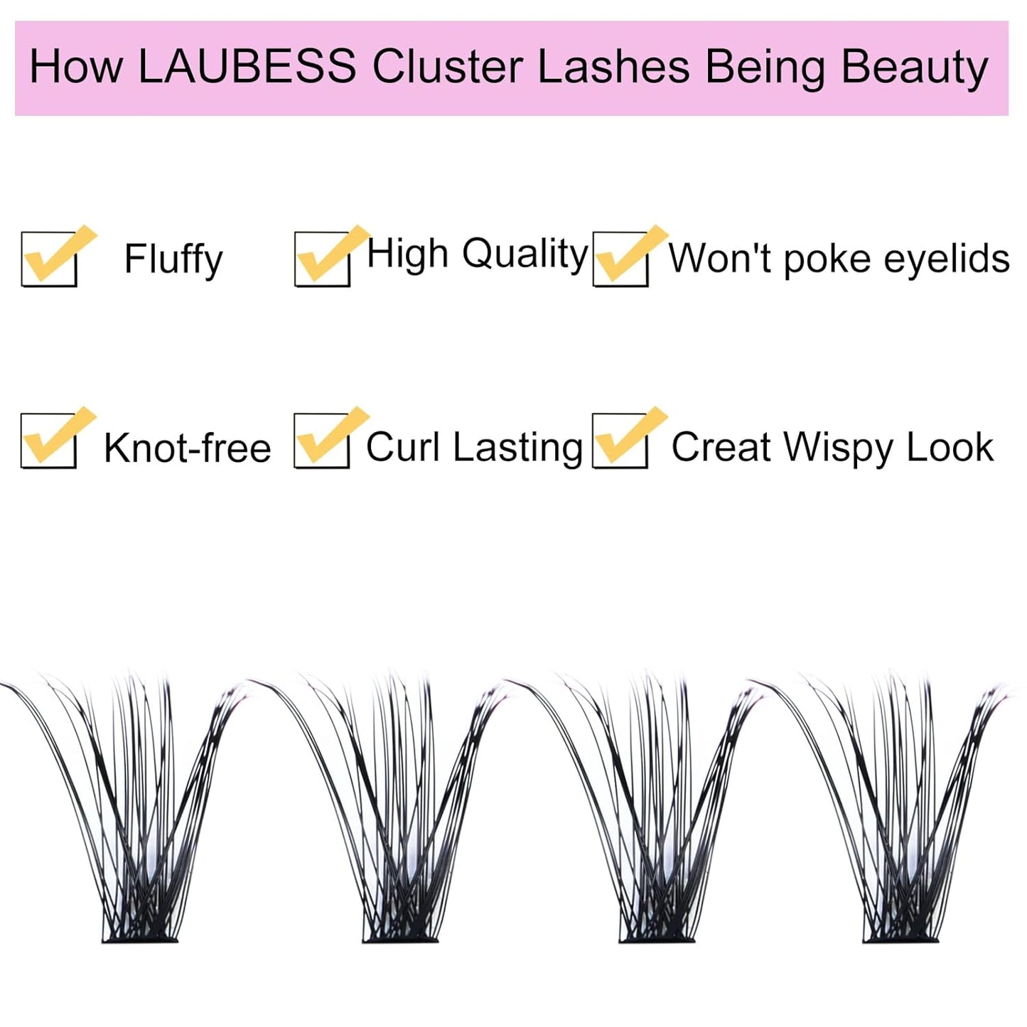 Eyelash Clusters LAUBESS Lash Clusters Individual Lashes DIY Cluster Eyelash Extensions DIY at Home Waterproof Cluster Lashes (40D-D-13)