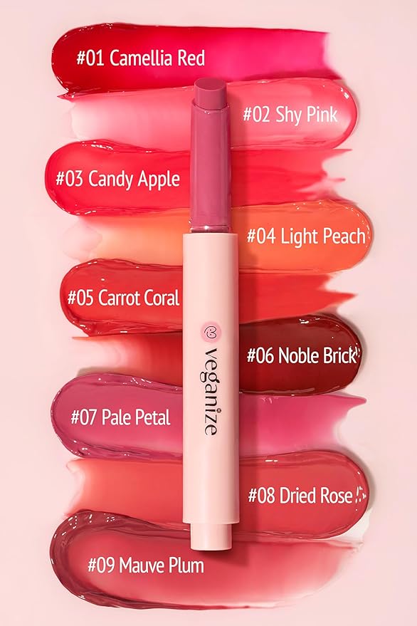 Veganize Collagen Lip Glass Balm | Hydrating Lip Balm in 9 Vibrant Colors | Moisturizing Lip Care Infused with Collagen Jelly Magic | No Animal Trial Lip Balm 0.06 oz (No. 1 Camellia Red)