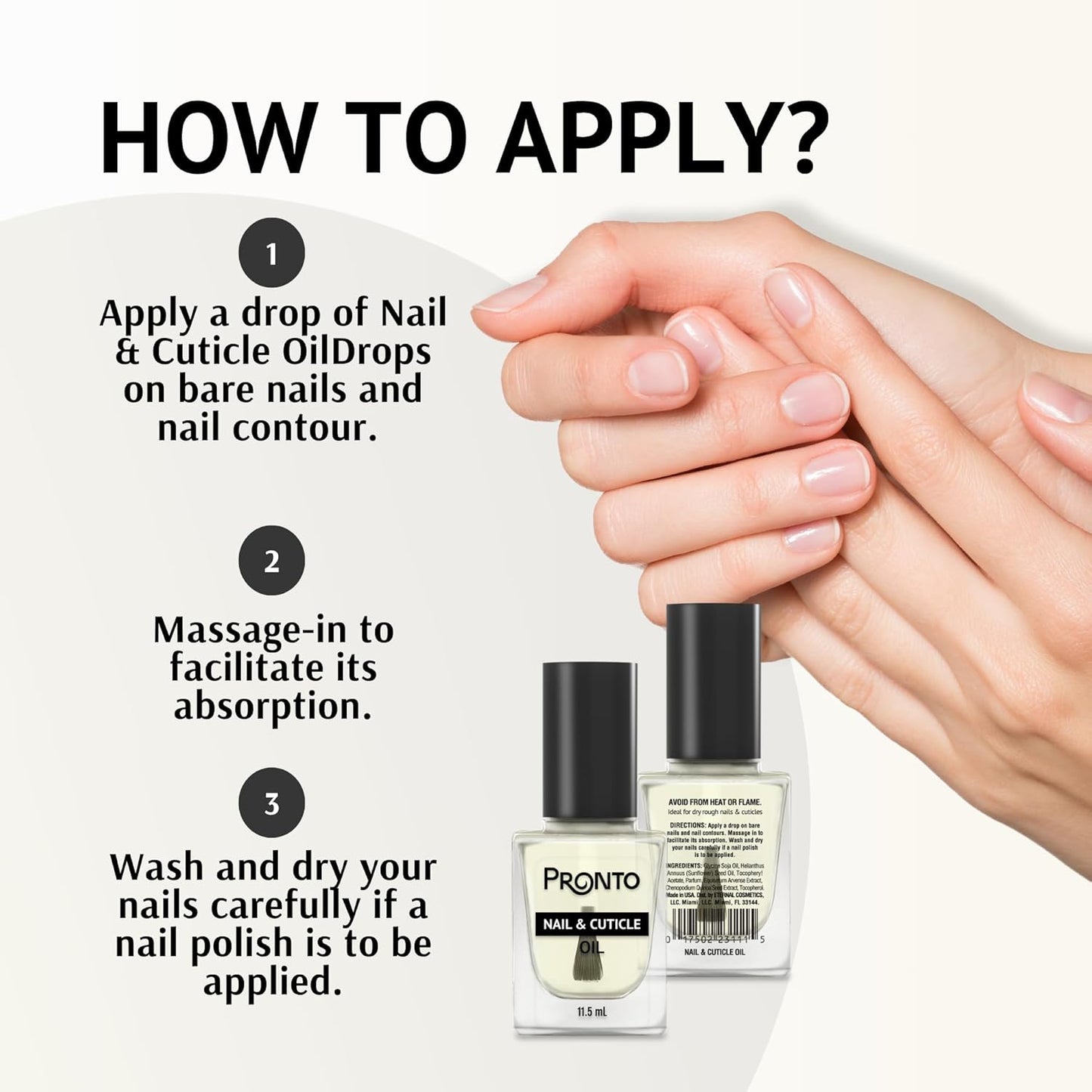 Pronto 16 Oz Acetone Nail Polish Remover and Nail Cuticle Oil Duo, 100 Percent Pure Acetone for Natural, Gel, Acrylic Nails, Cuticle Oil Drops for Repairing Damaged Cuticles and Nail Hydration