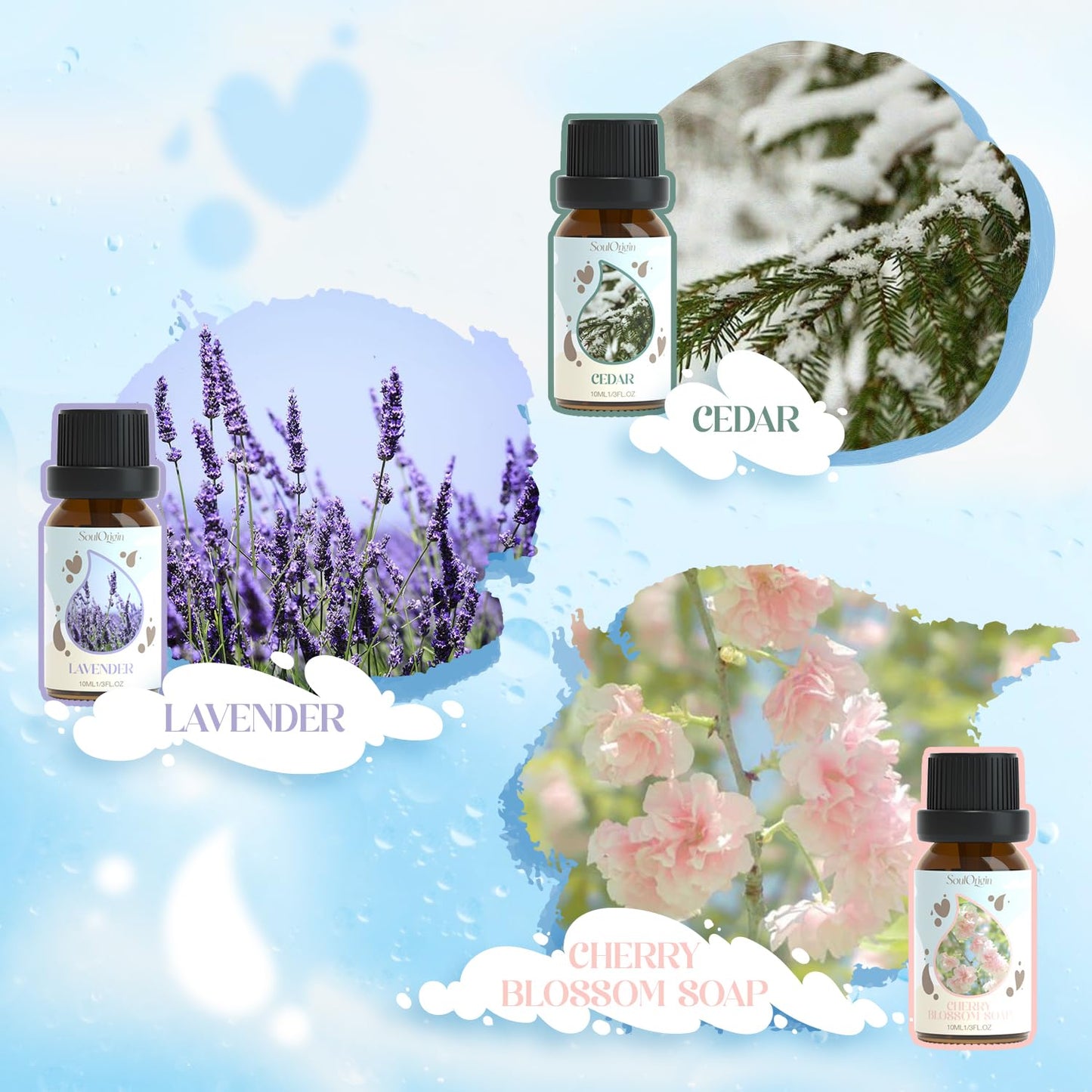 Laundry Fragrance Oils Set, Essential Oil for Diffuser, Aromatherapy Gift, Clean Scent Diffuser Oil, Use with Wool Dryer Balls,Chamomile, Fresh Cotton, Sage, Cedar, Lavender, Cherry Soap