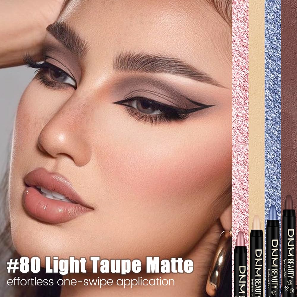Light Taupe Matte Cream Eye Shadow Stick Makeup for Women, Taupe Matte Eyeliner Pencil Eyeshadow Brightener Stick for Eyes, Waterproof Eyeshadow Applicator Blendable sombras para ojos 80#