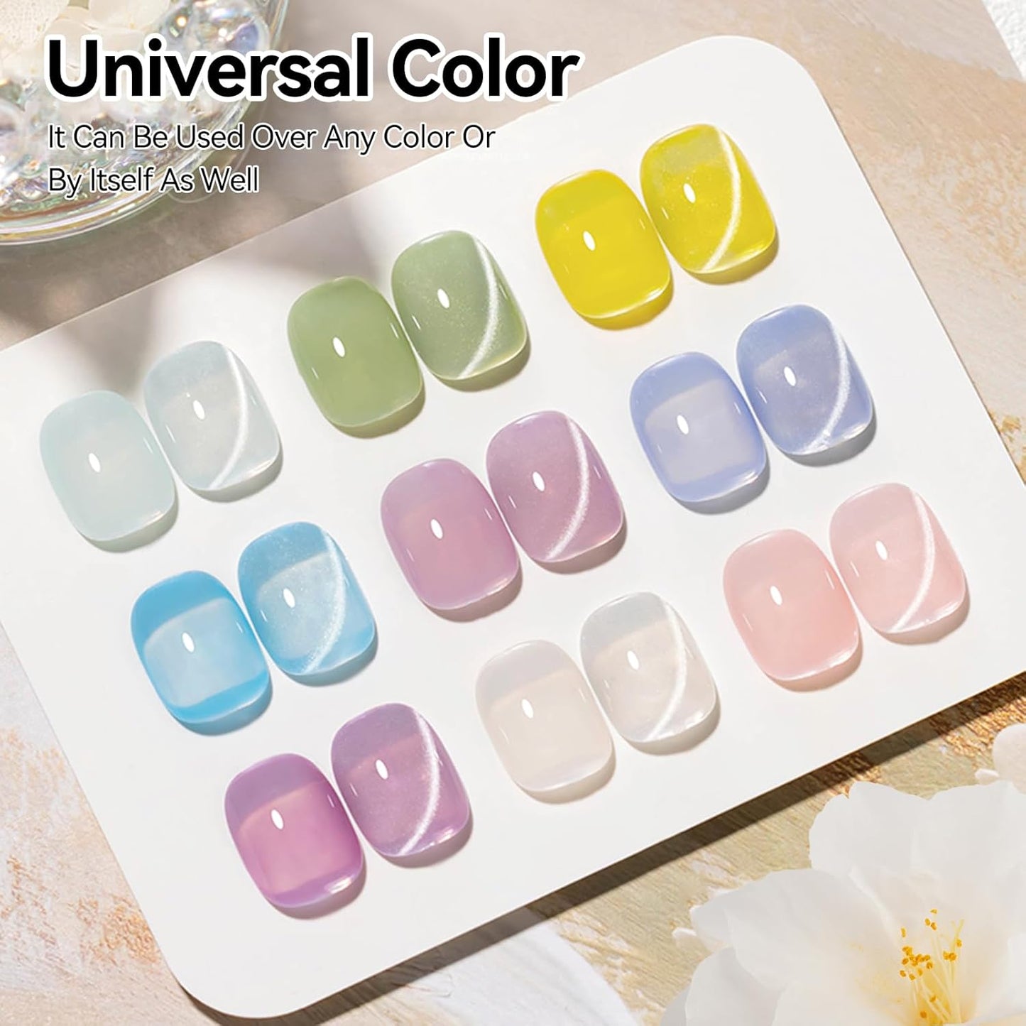 Cat Eye Gel Polish, Magentic Nail Polish Silver Translucent Jelly Color Clear Moonlight UV Gel Glitter Holographic With Magnet For Nail Salon DIY At Home