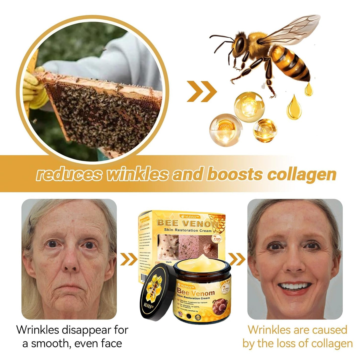 Bee Venom Skin Restoration Cream, Bee Venom Skin Treatment Cream, Repair skin and Firming, Effective In Reducing Blemishes (3)