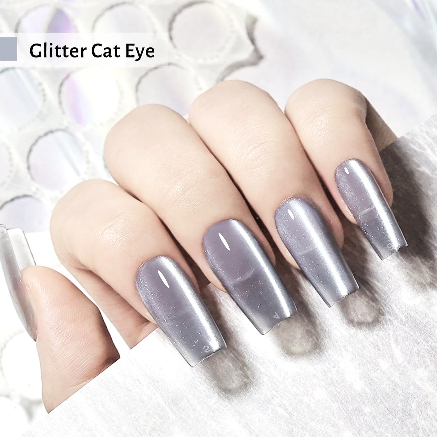 JODSONE 16.5ml Cat Eye Gel Nail Polish Silver Glitter Magnetic Reflective Translucent Need U V Curing