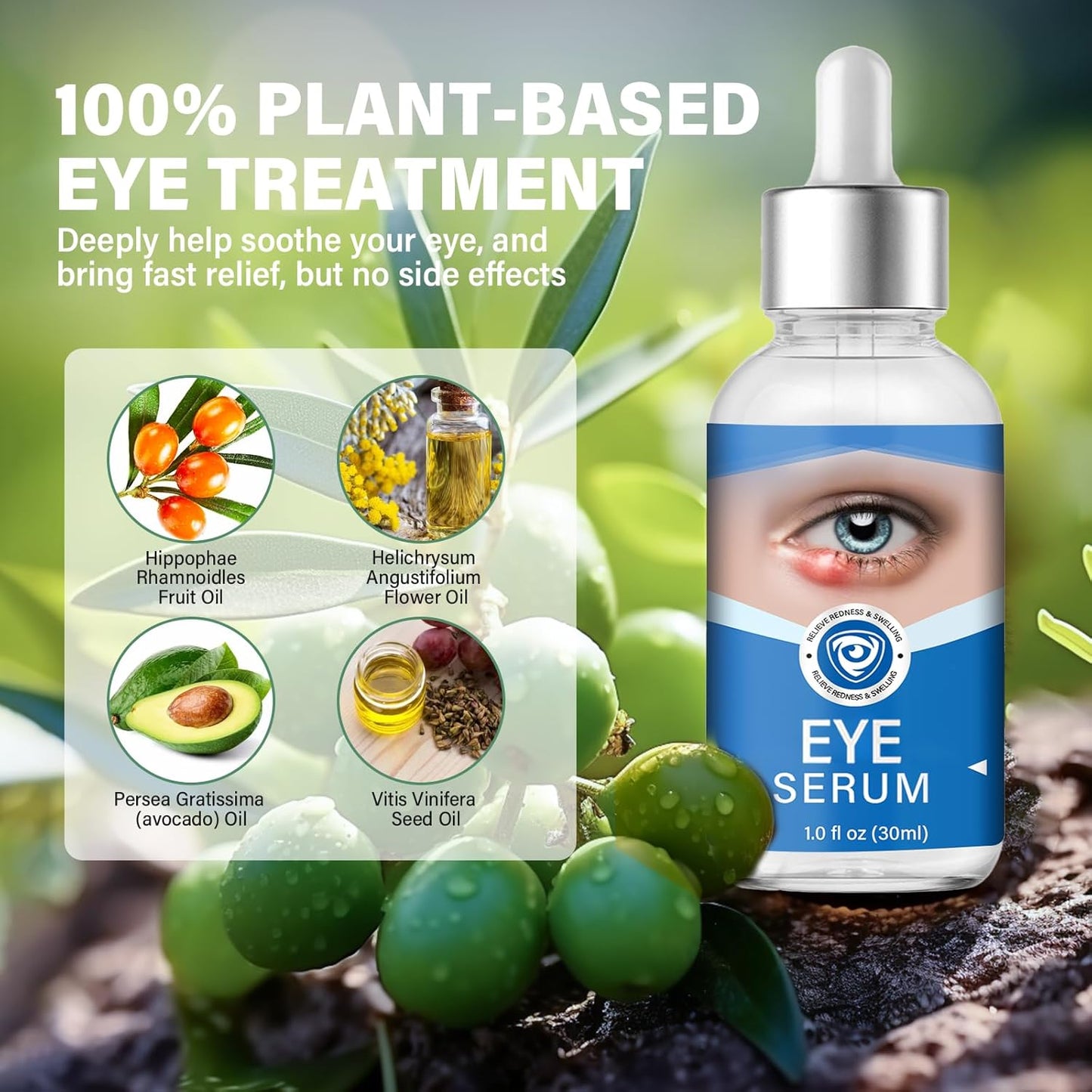 Eye Treatment, Effective Eye Serum for Chalazion and Blepharitis Treatment, 30mL Gentle Lash and Eye Cleanser, Blue