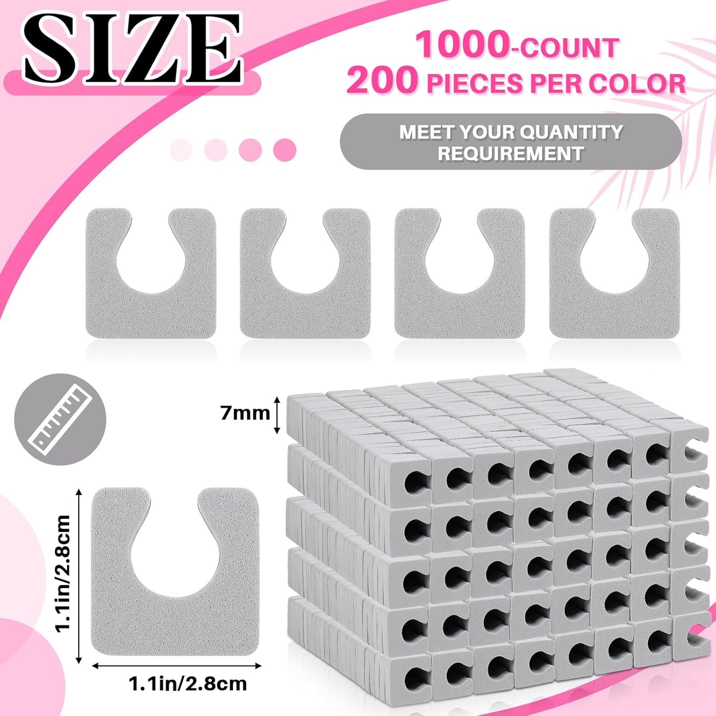 Mumufy 1000 Pcs Individual Pedicure Toe Separators Soft Foam Toe Spacers Comfortable Finger Toe Dividers Pedicure for Women Men Girls Manicure Feet Nail Polish Art Painting Spa(Gray)