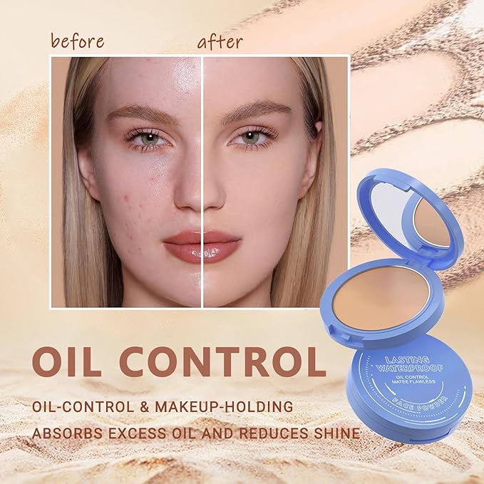 Oil Control Face Pressed Powder,Matte Smooth Flawless Setting Powder Makeup,Waterproof Long Lasting Finishing Powder,Cruelty Free Lightweight Face Cosmetics,0.35Oz(NATURAL BEIGE)