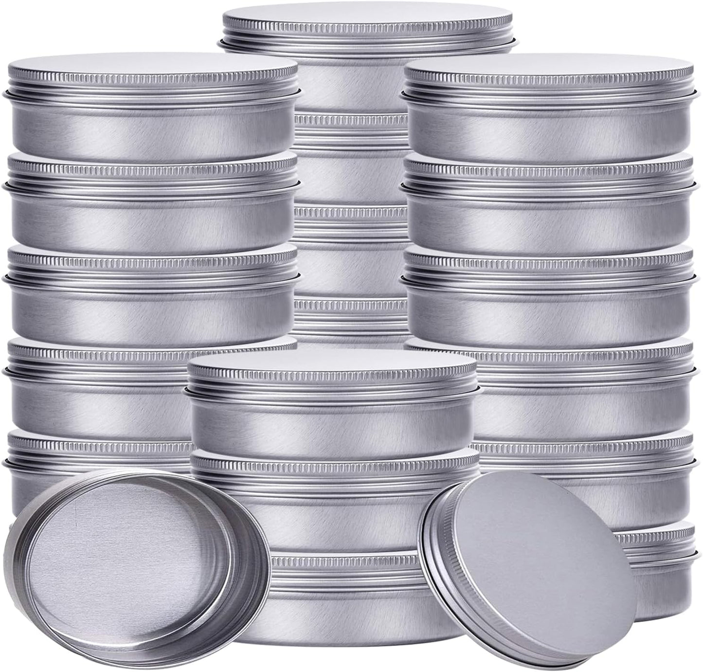 4 Ounce Aluminum Tin Jar Refillable Containers 120 ml Aluminum Screw Lid Round Tin Container Bottle for Cosmetic,Lip Balm, Cream, 24 Pack