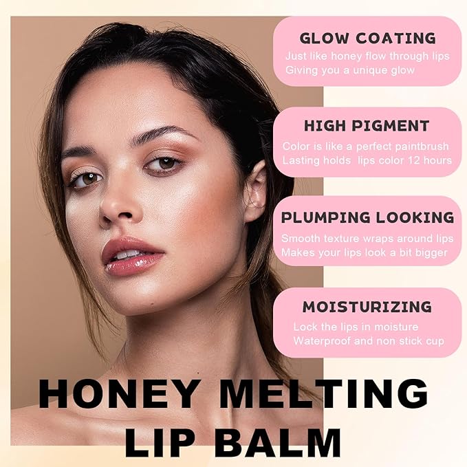 Lip Balm Click Slick, Honey Melting Lip Glow Oil, Moisturizing and Long-lasting Lip Plumper, Non Sticky Lipstick with Coconut Oil (01 Tomatoes)
