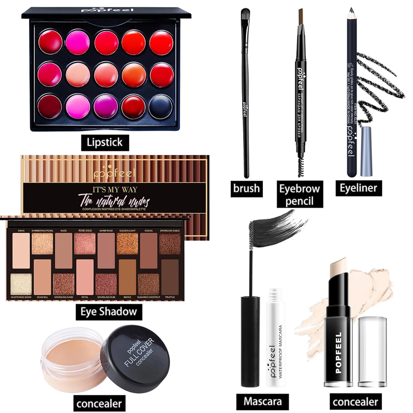 Makeup Kit for Women Full Kit, All in One Makeup Gift Set, Make up Kits for Beginners and Professionals - Eyeshadow Palette, Lipstick, Mascara, Concealer, Brush, Eyeliner, Eyebrow pencil