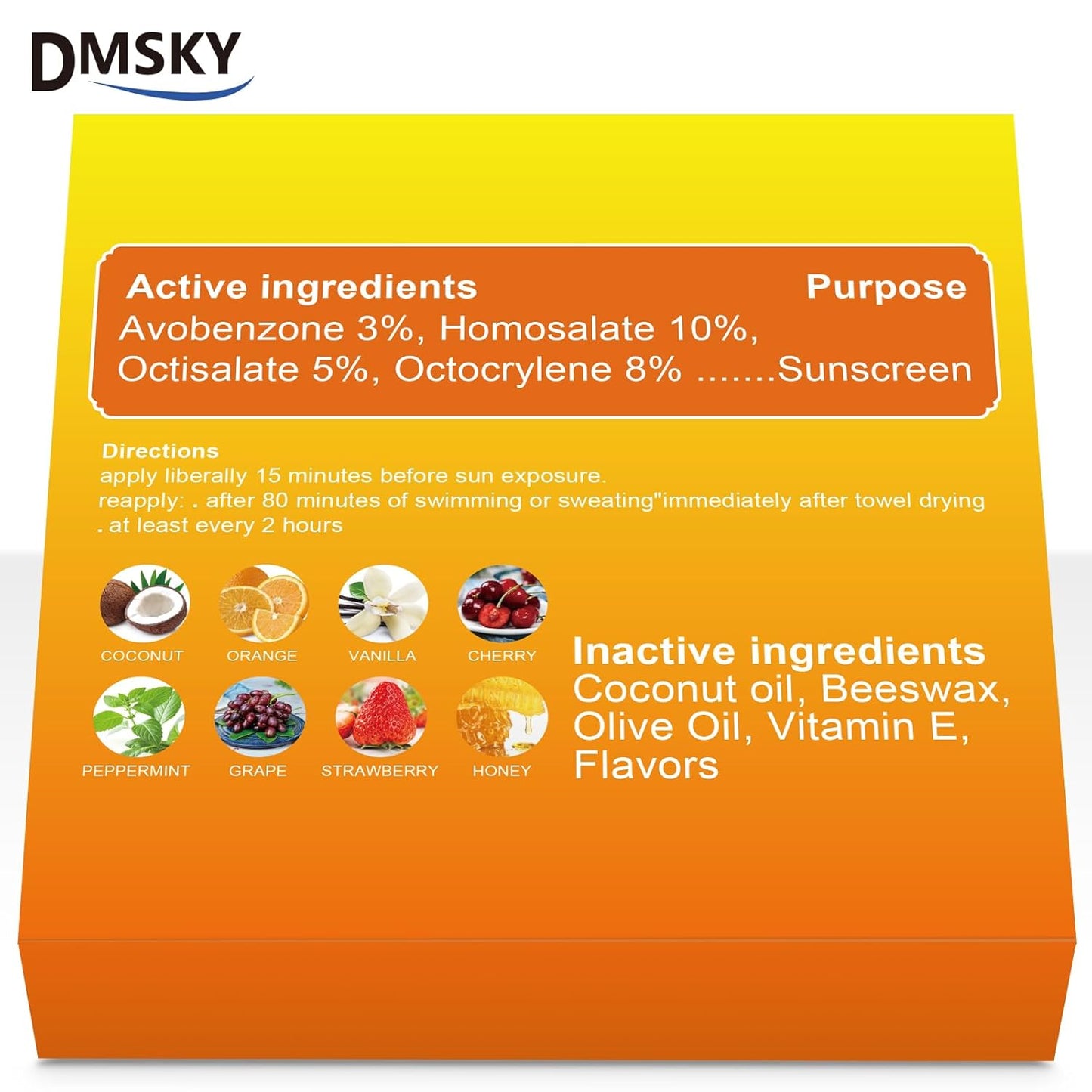 DMSKY SPF 30 Lip Balm Bulk 16 Pack, Sunscreen Lip Balm Broad Spectrum UVA/UVB Protection, Travel Size Sunscreen for Lips