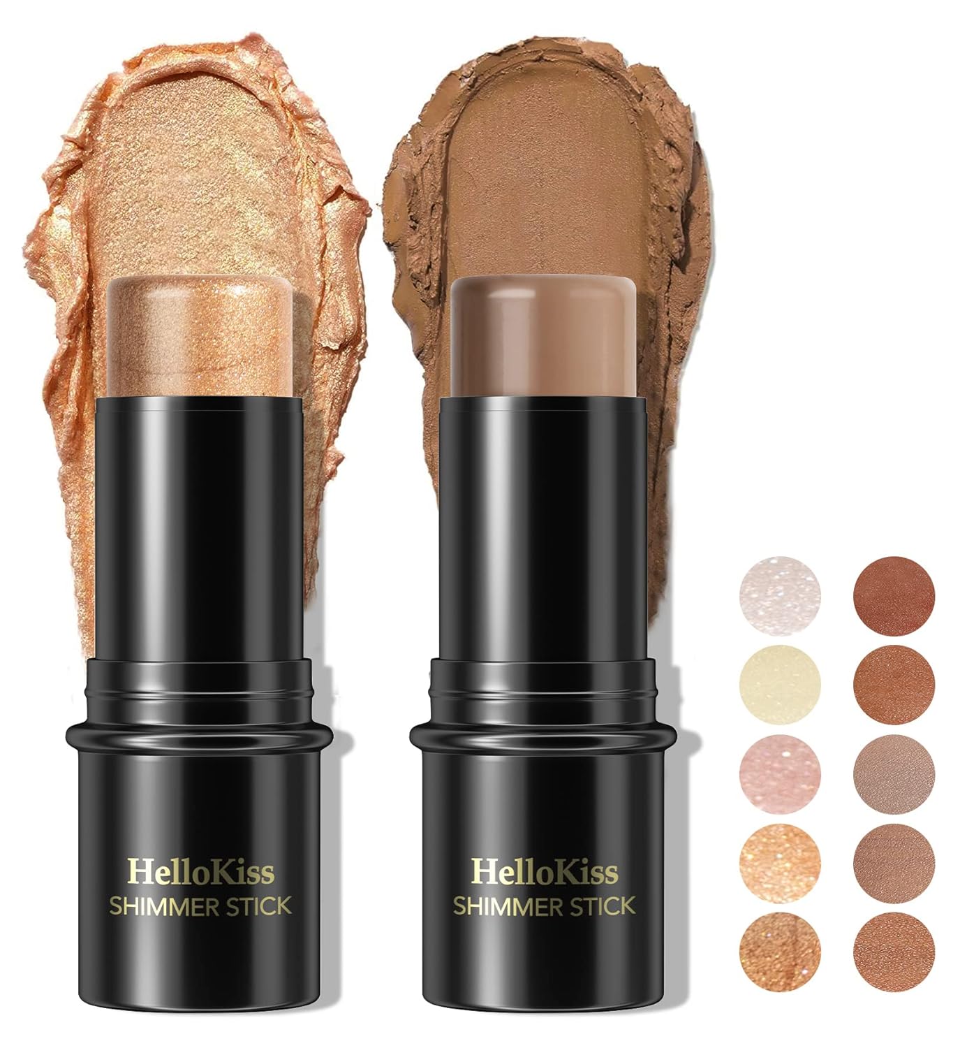 POPMISOLER 2 pcs Makeup Highlighter Stick & Cream Contour Stick, Natural Face Bronzer Stick Cool Toned Contour Kit for Beginners Waterproof Shimmer Highlight Stick, Brightening Foundation Stick