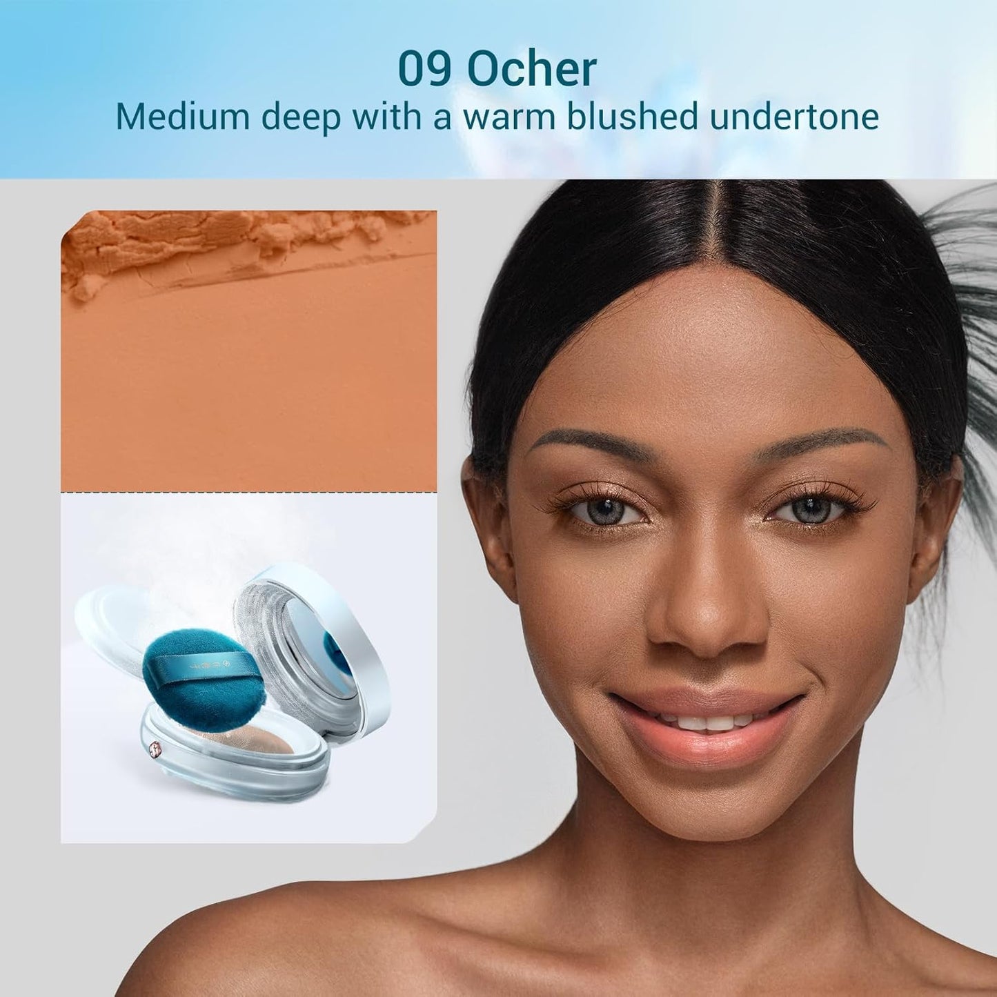 FLORASIS Breathable Loose Setting Powder, Flawless Jade Lightweight Long-Lasting Makeup Powder for Face (09 Ocher)