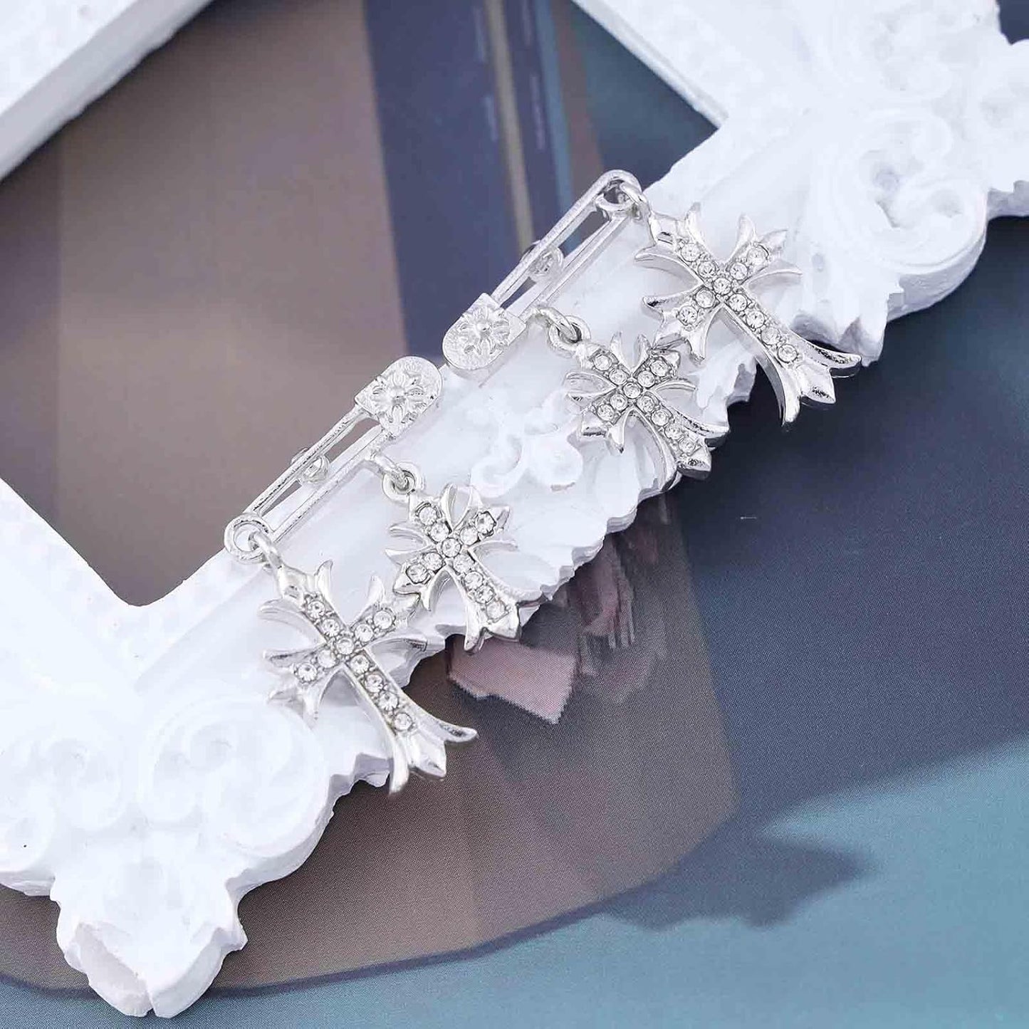 Vintage Crystal Cross Drop Earrings Rhinestone Cross Stud Earrings Silver Paperclip Earrings Sparkly Cz Crucifix Earrings Jewelry for Women