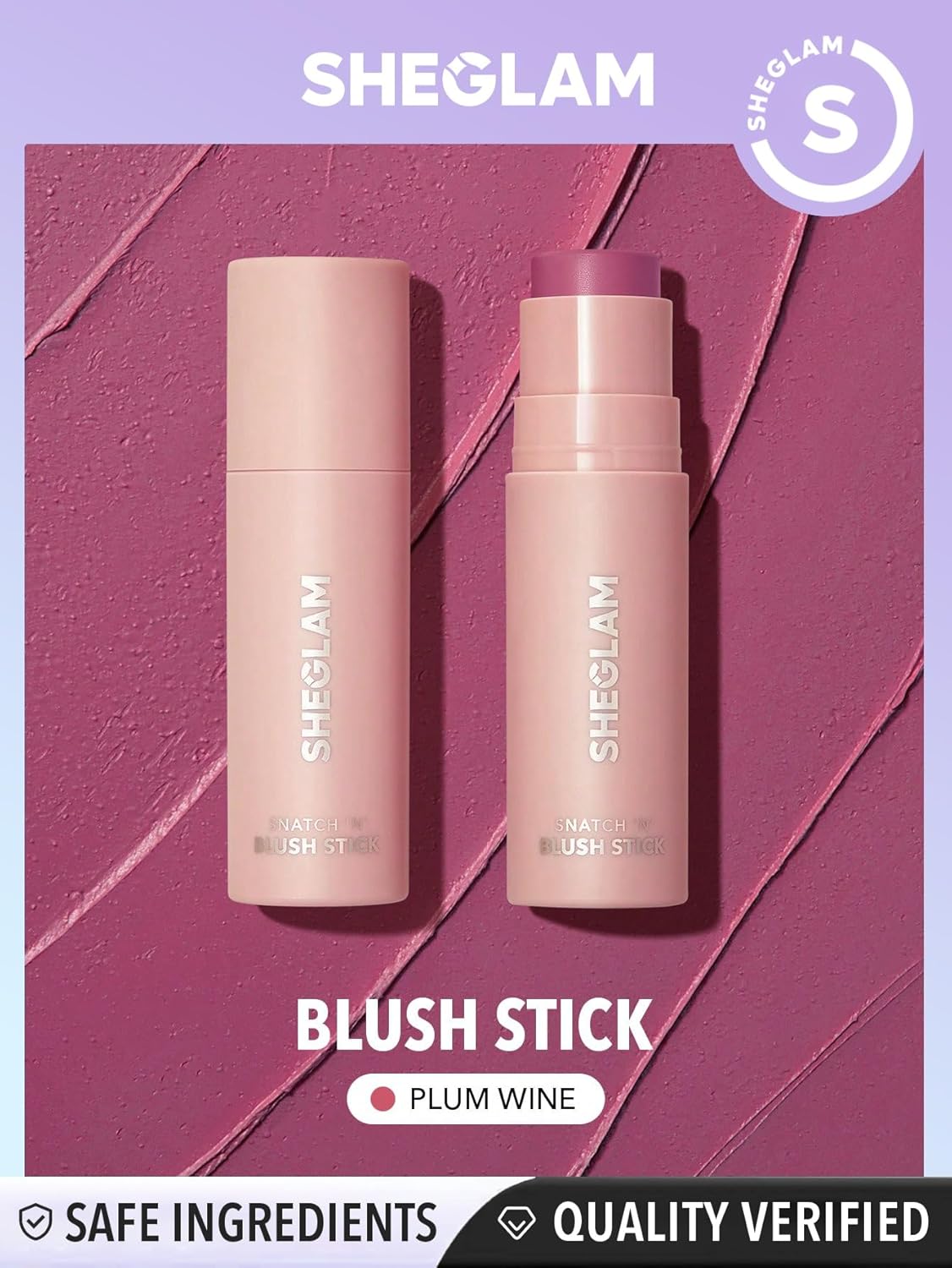 SHEGLAM Snatch N Cream Blush Stick Longlasting High Pigment Blush for Cheeks - Plum Wine