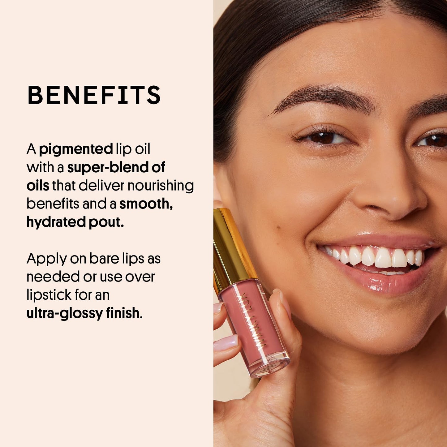 Winky Lux Muse Very There Lip Oil - Hydrating Nude Pink Tint with Jojoba Oil, Non-Sticky Glossy Lip Oil, Tinted Pink Gloss for Juicy Lips & Soft Vanilla Scent