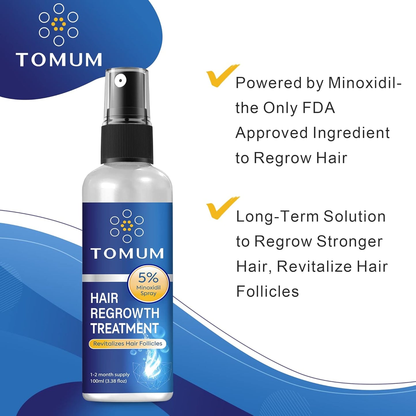 Minoxidil for Men and Women Hair Growth: 5% Minoxidil Spray Hair Regrowth Treatment Serum Stop Hair Thinning and Hair Loss For Stronger Thicker Longer Hair 100ml