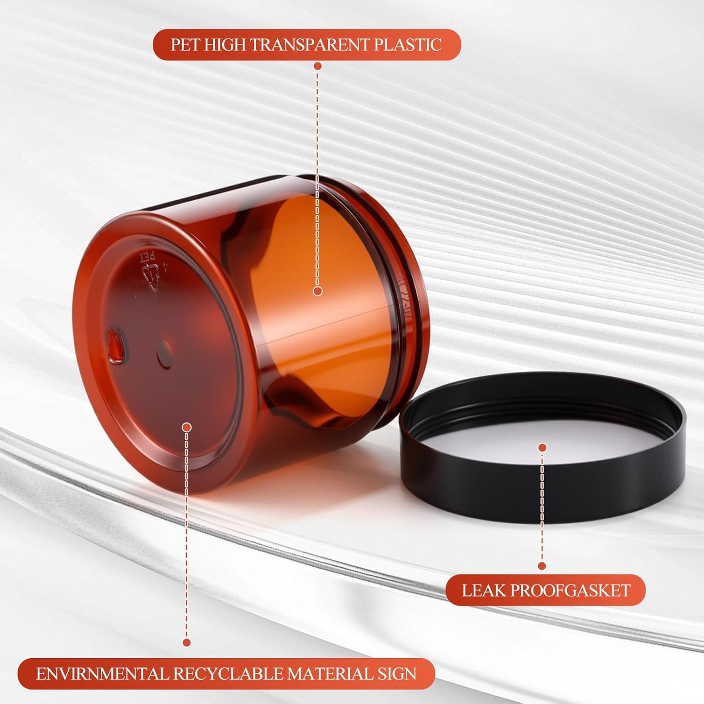 SATINIOR 36 Pieces 4 oz Plastic Jars with Lids Wide Mouth Airtight Reusable Container Acrylic Cosmetic Small Jars for Lotions Ointments Travel Toiletries Creams Make up Storage(Amber)