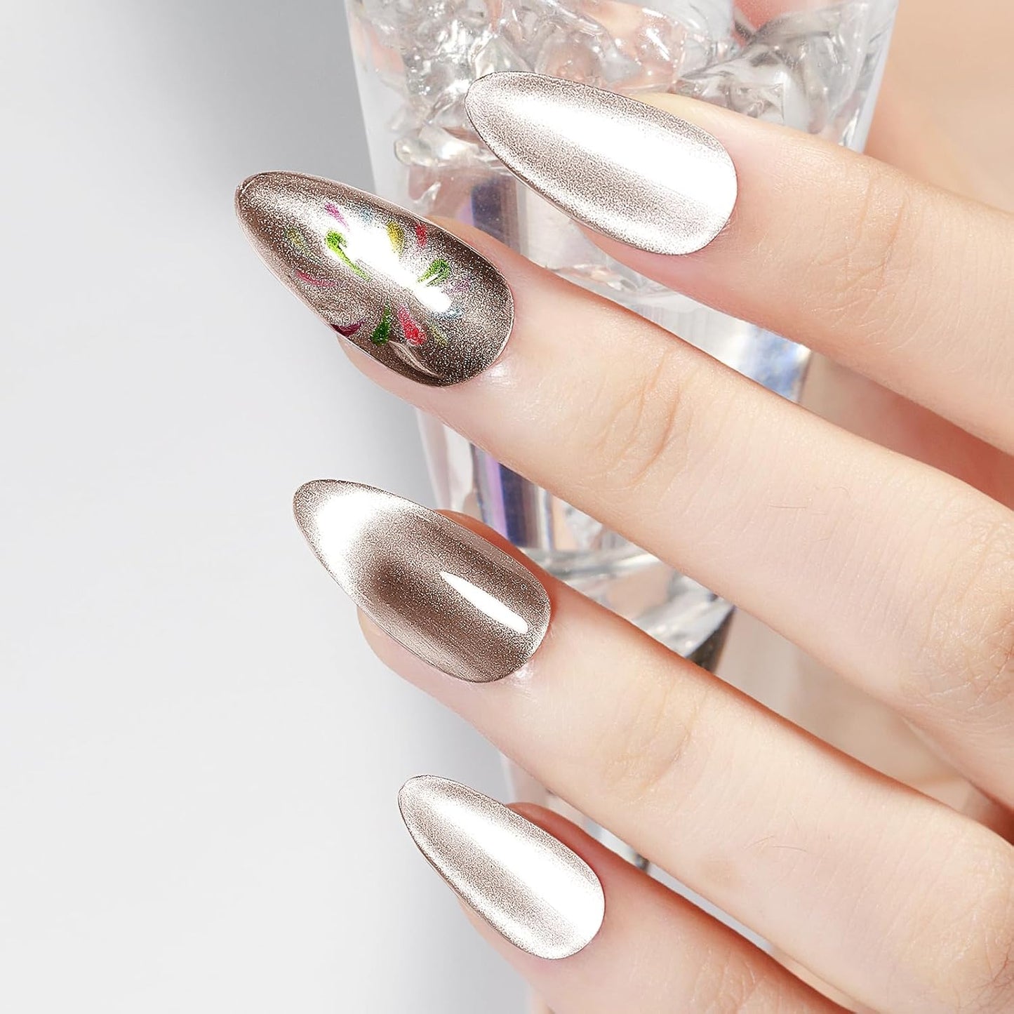 MIZHSE Cat Eye Nail Polish: Quick Dry Brown Magnetic Nail Polish with Magnet, Air Drying Fast Fall Color Nail Lacquer 15ml Cateye Effect for Women Girl Non-Gel Nail Art Manicure DIY Home