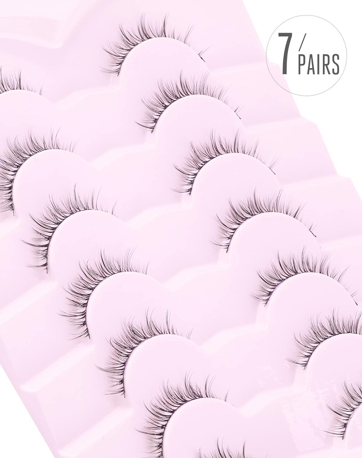 Onlyall Natural Lashes Short Eyelashes Wispy Lashes Natural Look Soft False Eyelashes False Eye Lashes Faux Mink Eyelashes 7 Pairs D2