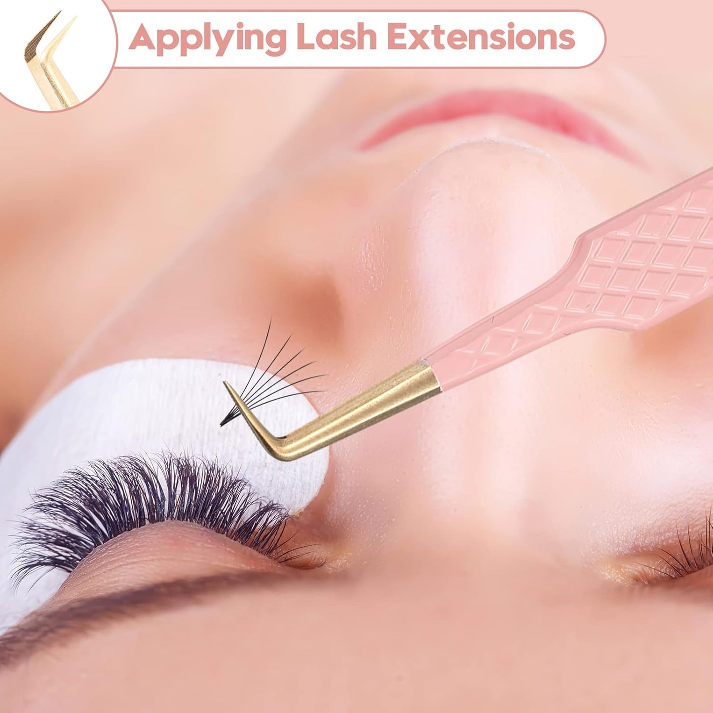 Ms.Queen Lash Tweezers for Eyelash Extensions,5Pcs Precision Fiber Tip Grip Curved 45 90 Degree Boot volume Tweezers Set