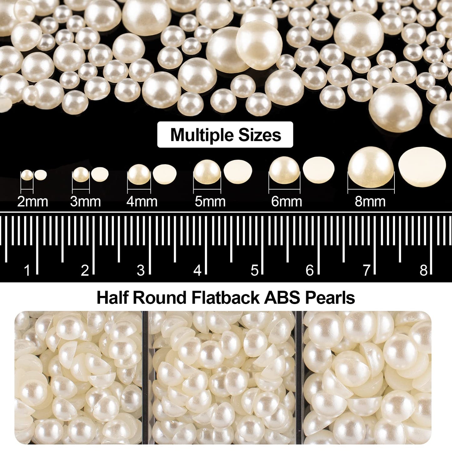 Flat Back Rhinestone+Half Round Pearl Kits Colorful Rhinestones+Beige Pearls With Picker Pencil And Tweezer For Home DIY And Professional Use