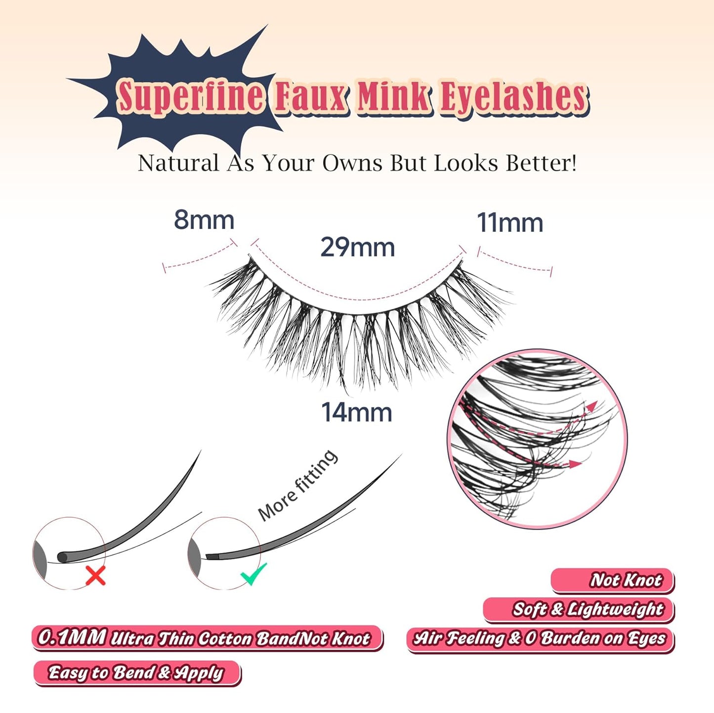Natural Eyelashes 3D Volume Fake Lashes Lash Strips 7 Pair Siligli