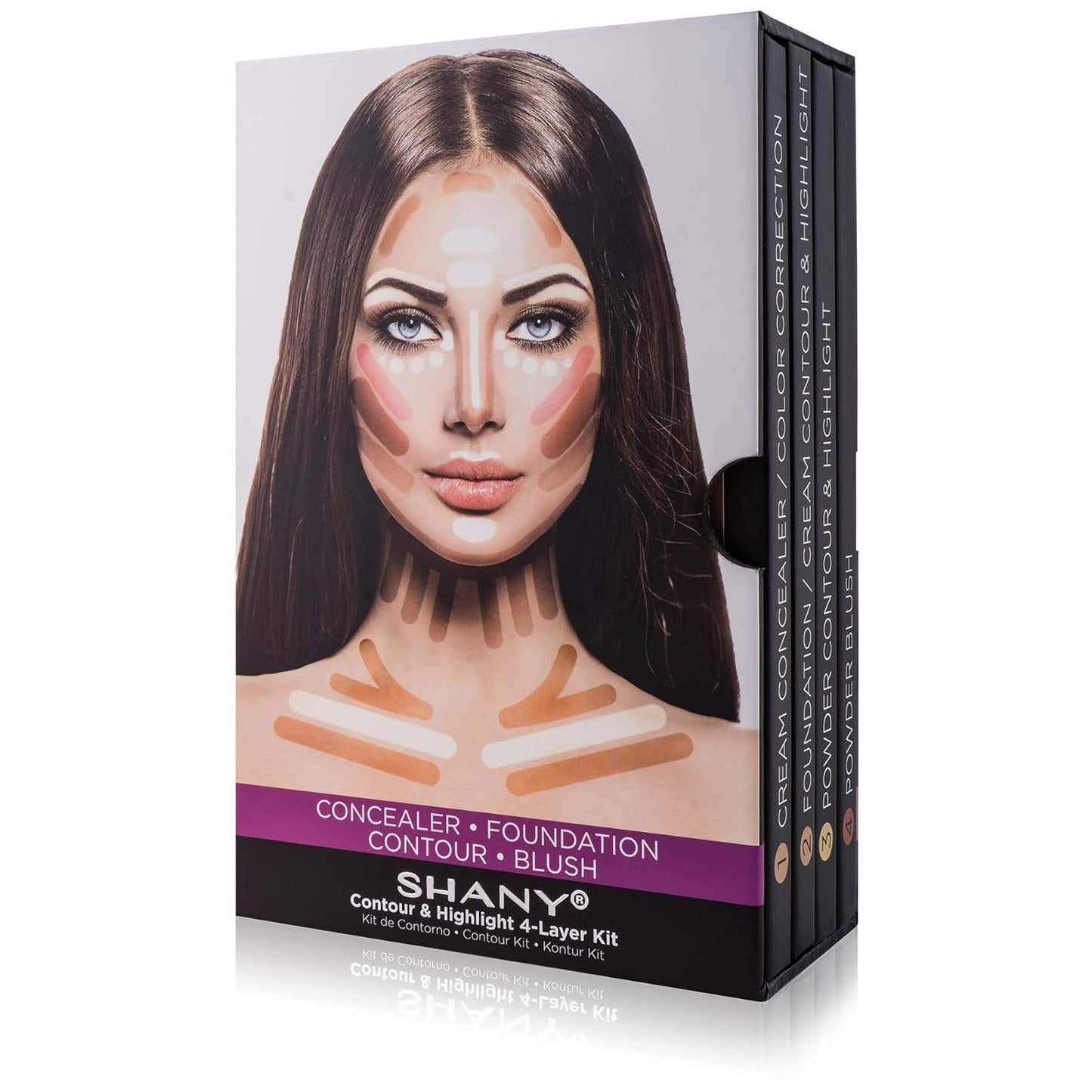 SHANY 4-Layer Contour and Highlight Makeup Kit - Set of Concealer Palette, Color Corrector, Makeup Foundation Palette, Contour Highlight, and Blush Palettes Sets