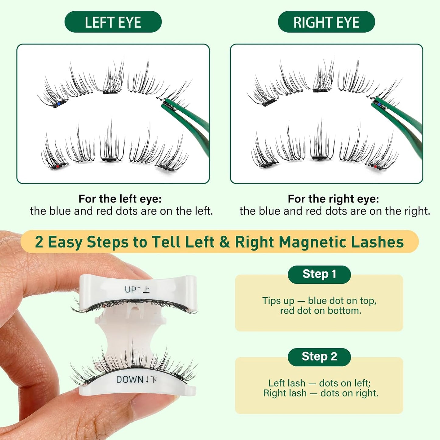 KEYYOU Reusable Magnetic Eyelashes 2 Pair with Applicator No Glue Needed 3D Natural Magnetic Lashes, Easy to Apply & Long Lasting for Daily Use & Events(A03+A03)