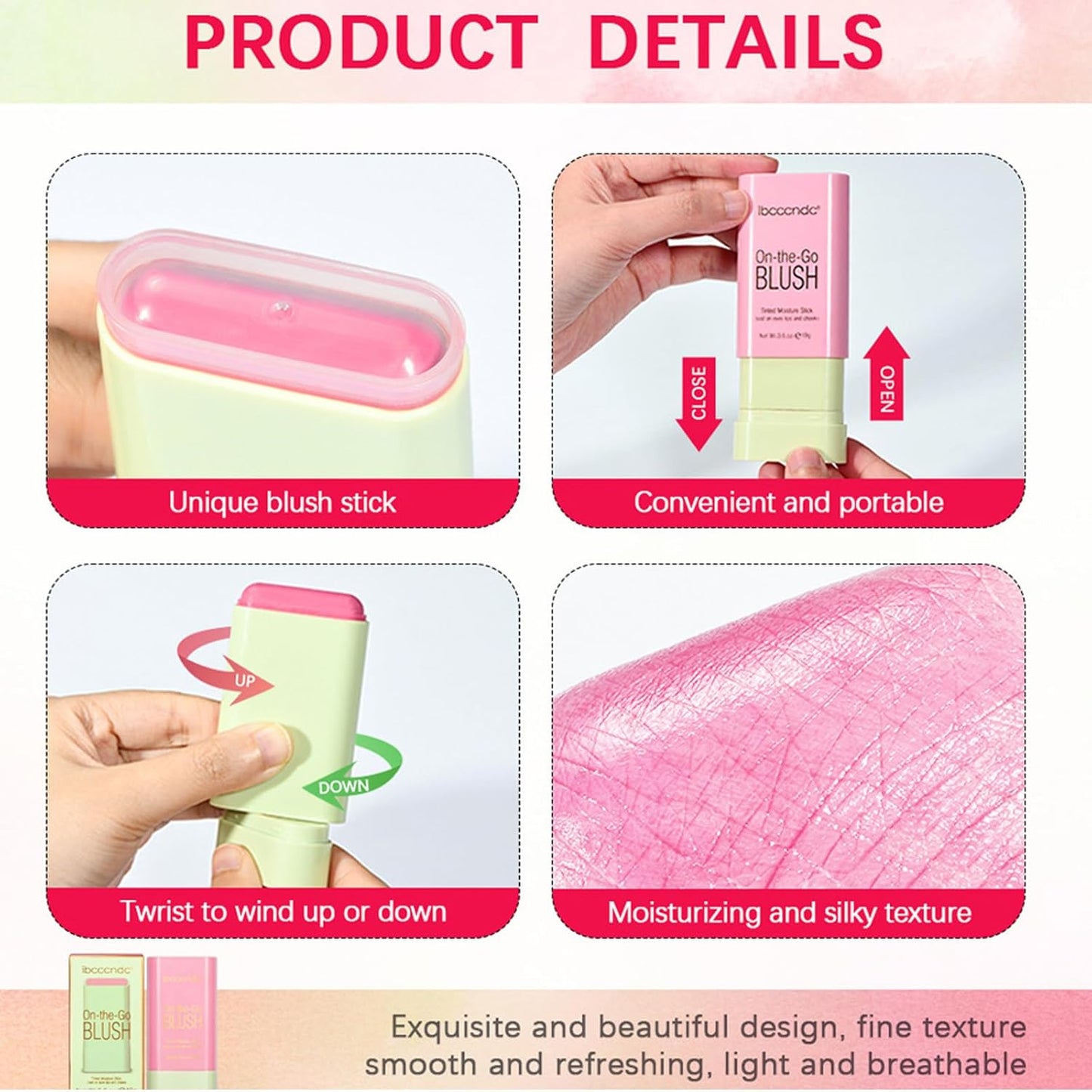 Cream Coral Orange Blush Stick,Multi-Use Makeup Milk Blush Stick,Long Lasting Natural Blush Makeup 2-in-1 Cheek and Lip Tint,Waterproof Vegan Tinted Moisturizer Matte Blush Stick for Cheeks and Lip