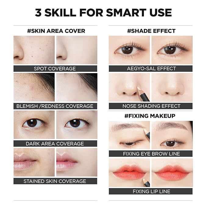 THESAEM Cover Perfection Concealer Pencil – Non Comedogenic spot Eraser - Conceal Blemish,Aging Spot,Acne&Freckle – Multi-Use Under Eye Concealer for Dark Circle,1.4g (0.5 Ice Beige)