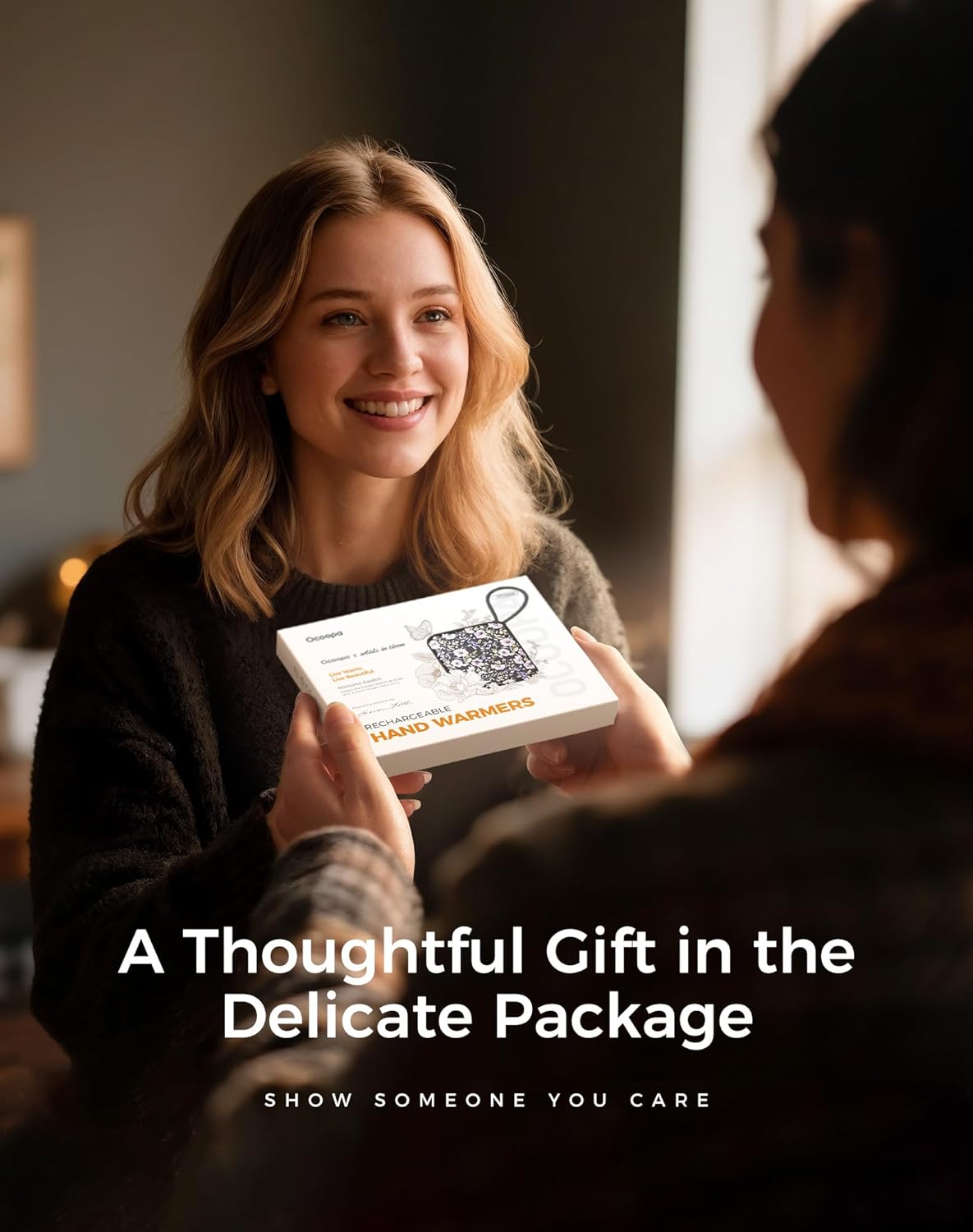 Ocoopa Hand Warmers Rechargeable UT5 Nano – Slim Electric Pocket Heater, Smart Temp Control, 14Hrs Battery, UL Safety, Artists in Bloom Design, Practical Gifts for Women, Christmas, Outdoor, Office