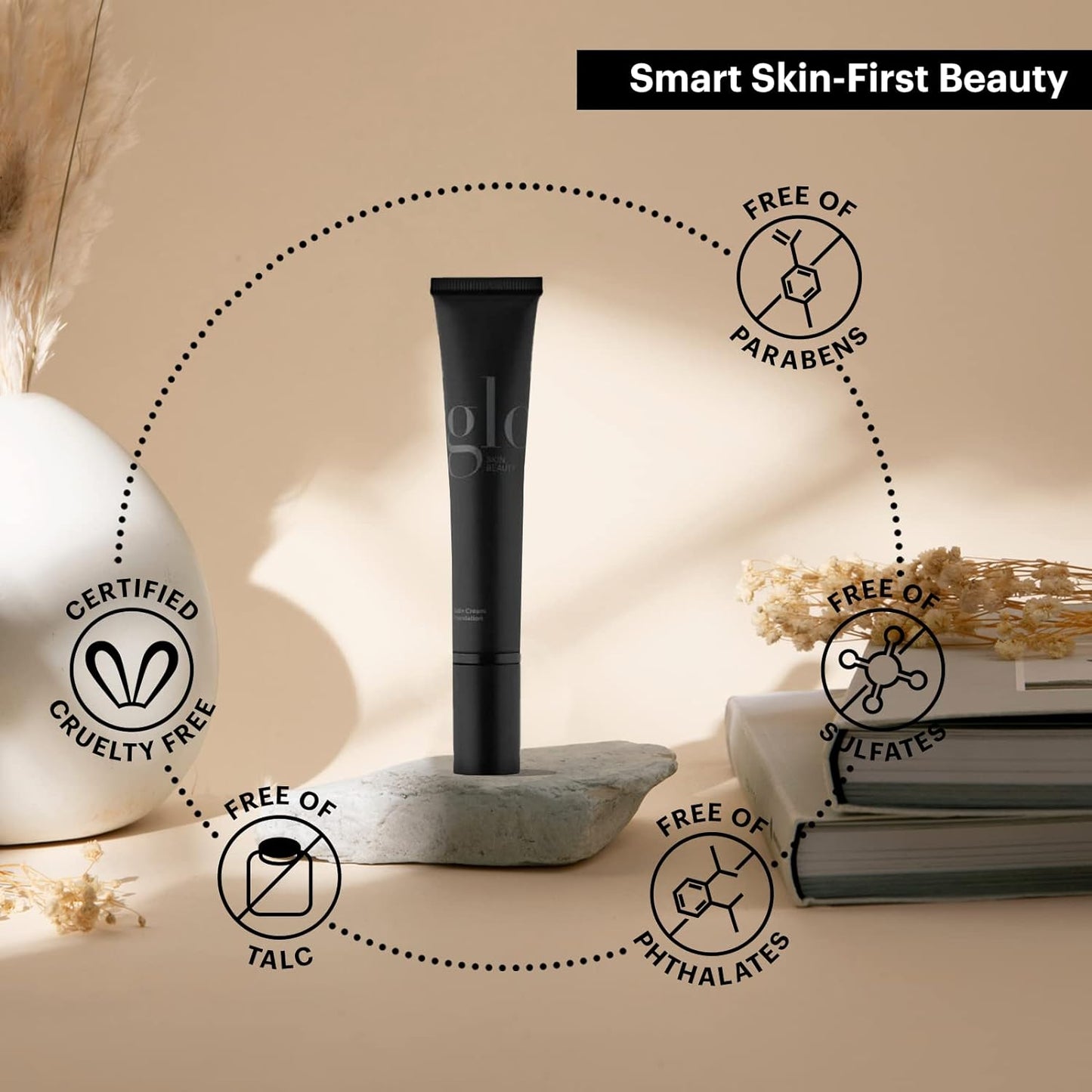 Glo Skin Beauty Satin Cream Foundation Makeup for Face, Golden Dark - Full Coverage, Semi Matte Finish, Conceal Blemishes & Even Skin Tone