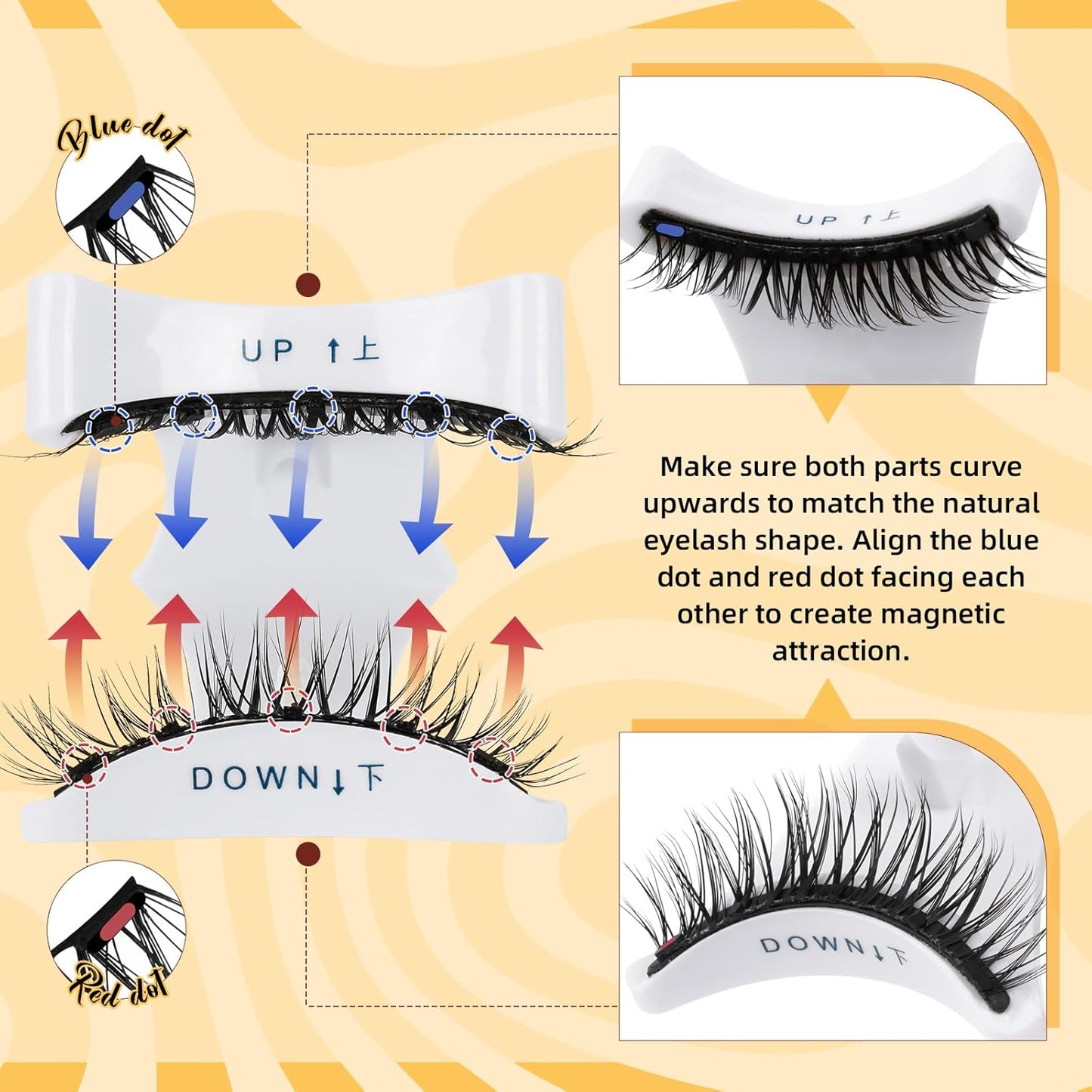 QUEWEL Magnetic Eyelashes, Reusable No Glue Needed Magnetic Eyelashes Kit with Applicator Lash Clusters Kit without Eyeliner Easy to Wear and Remove (G-YC01)