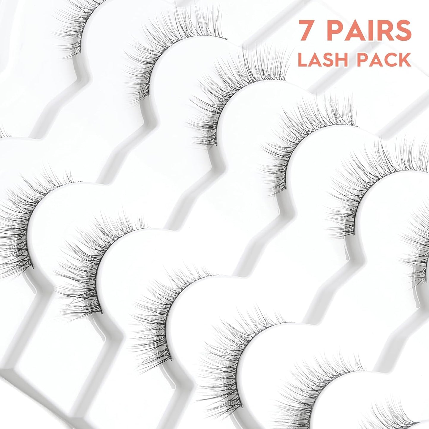 Natural Lashes Eyelashes Wispy Cat Eye Lashes with Thin Band 10mm Short Eyelashes 3D Volume Siligli C Curl Natural Eyelash 7 Pair
