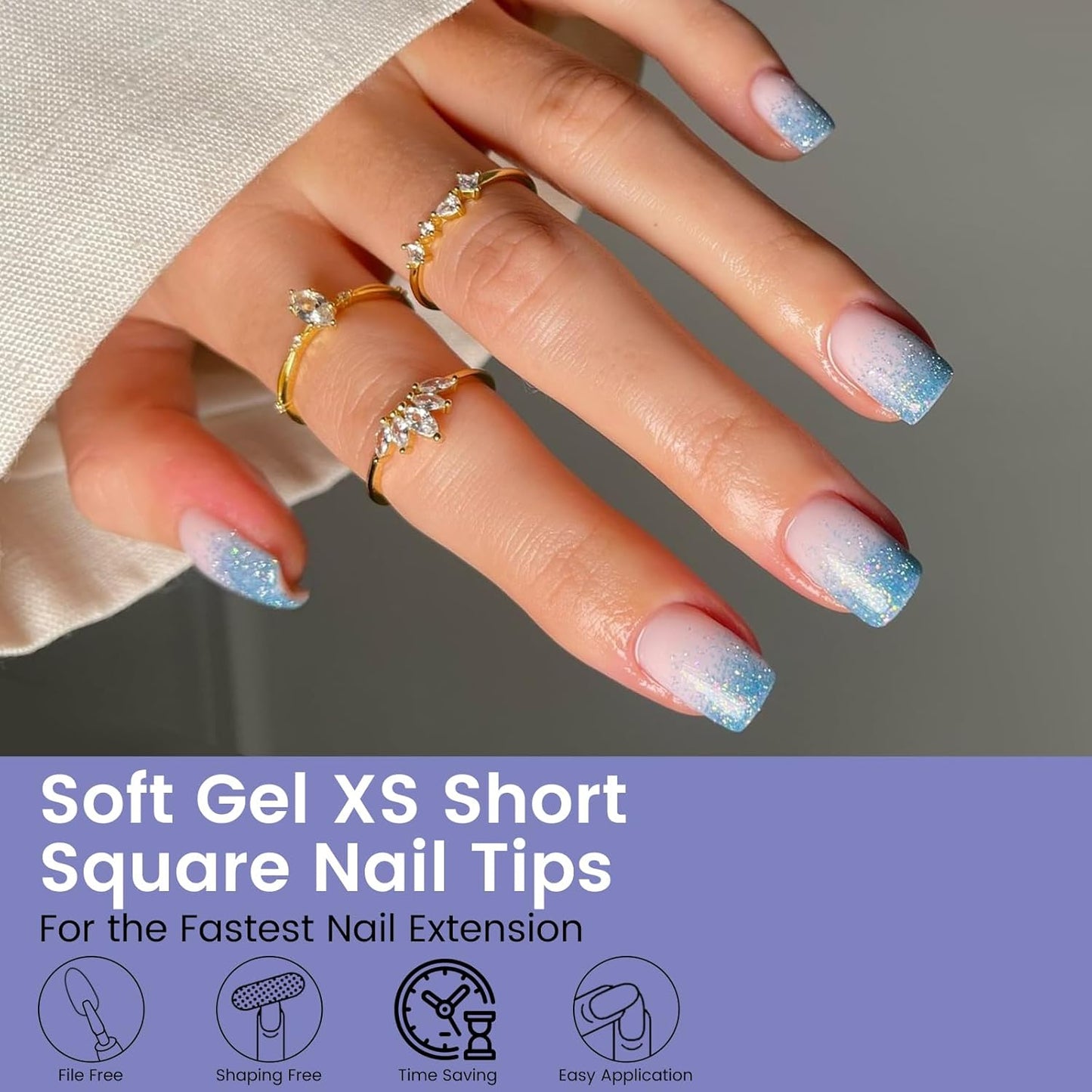 Extra Short Nail Tips Square: 240PCS Pre-shaped Gel Nails Tips Short Square Nail Tips, 12 Sizes Clear Full Cover False Fake Press on Nails for Nail Extensions DIY Home Salon for Women
