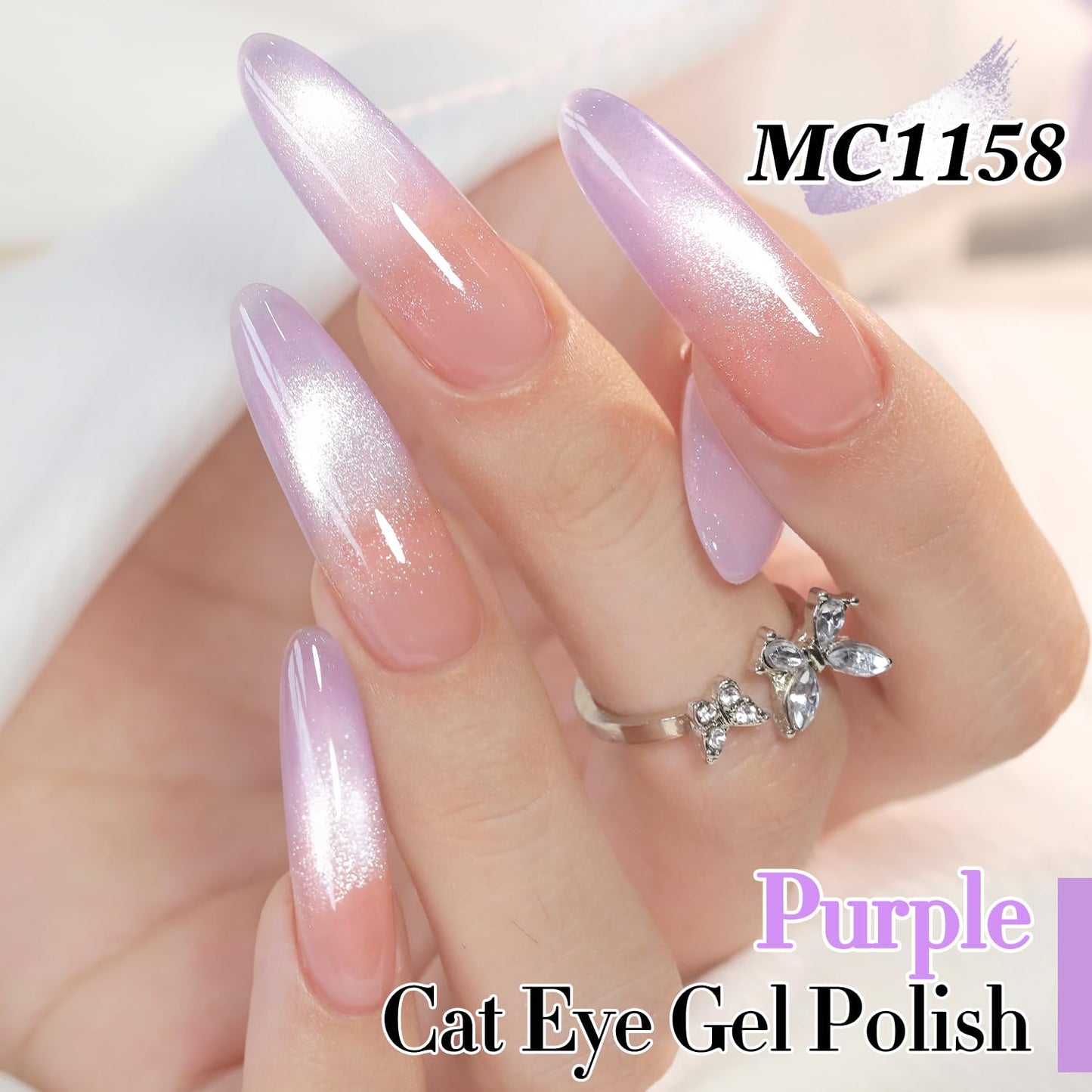 Double Rhythm 6 Colors Cat Eye Gel Polish Set Shimmer Glitter with Magnet Holographic Reflective Magnetic UV Nail Art Kit (6-Kit-47)