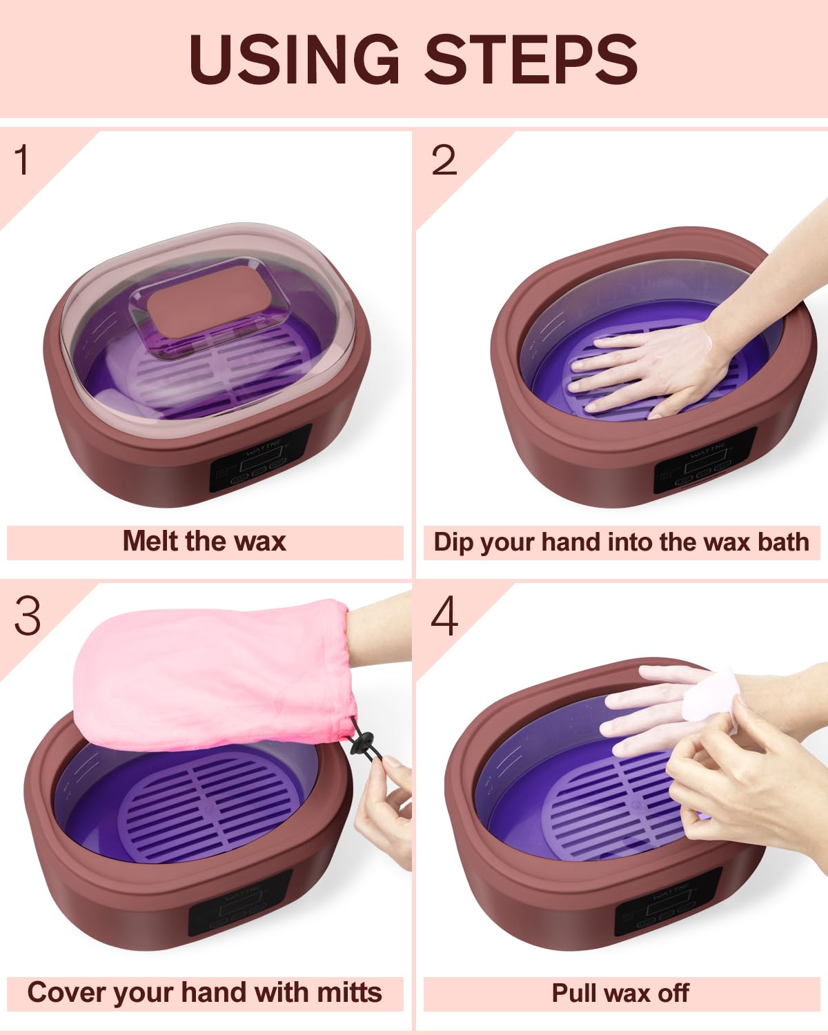 Paraffin Wax Machine for Hand and Feet -Paraffin Wax Warmer Moisturizing Kit Auto-time and Keep Warm Paraffin Hand Wax Machine for Arthritis (Wine Red)