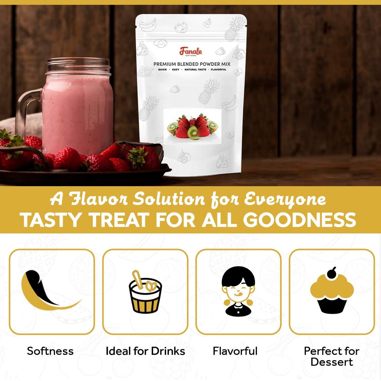 Fanale Premium Strawberry Bubble Tea Flavoring Powder | Perfect for Baking, Smoothies, Desserts and Drinks | Instant Flavoring Powder for Boba Milk Tea - 2.2 Pounds (Pack of 1)