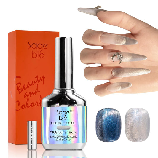 Cat Eye Gel Nail Polish with Magnet Stick, 15ml Magnetic Gel, Create Stunning Cat Eye Effects for DIY Manicures, Long-Lasting, Salon-Quality Finish, Lunar Bond