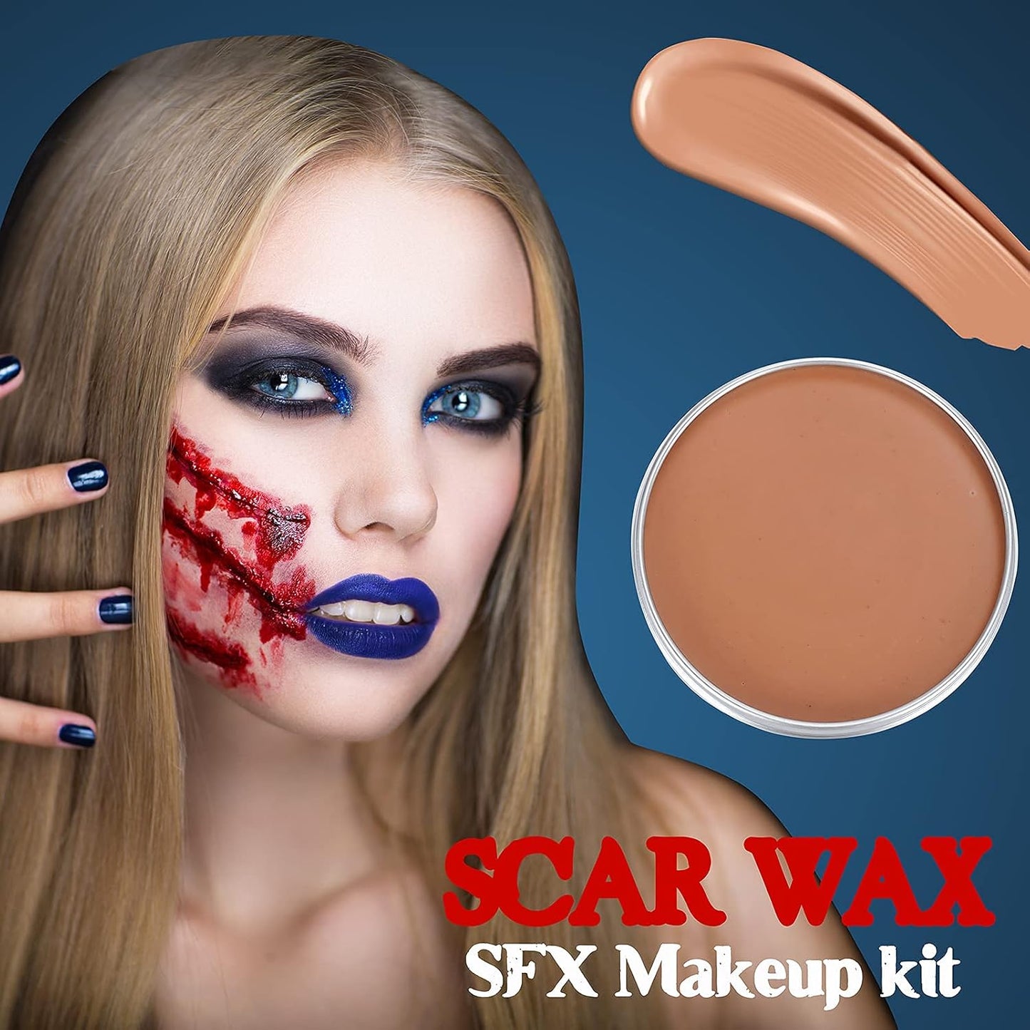 Scar Wax SFX Makeup Kit - Halloween Makeup Kit Fake Blood Makeup Special Effects Makeup Kit Skin Wax FX Makeup for Halloween Party Stage Festival