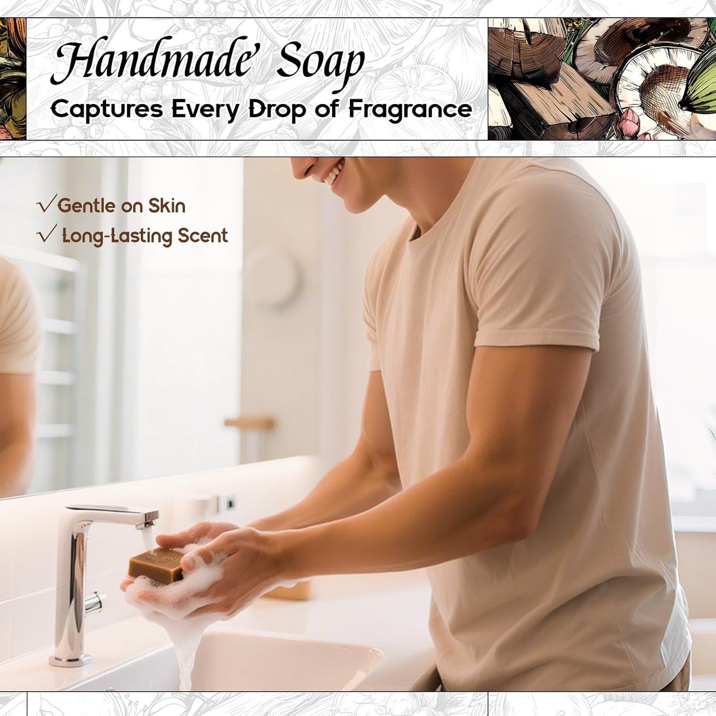 HIQILI Sandalwood Glyph Fragrance Oil for Candle & Soap Making, DIY Perfume, Essential Oil Diffuser for Home, Santal Dan Sha - 1 Fl Oz