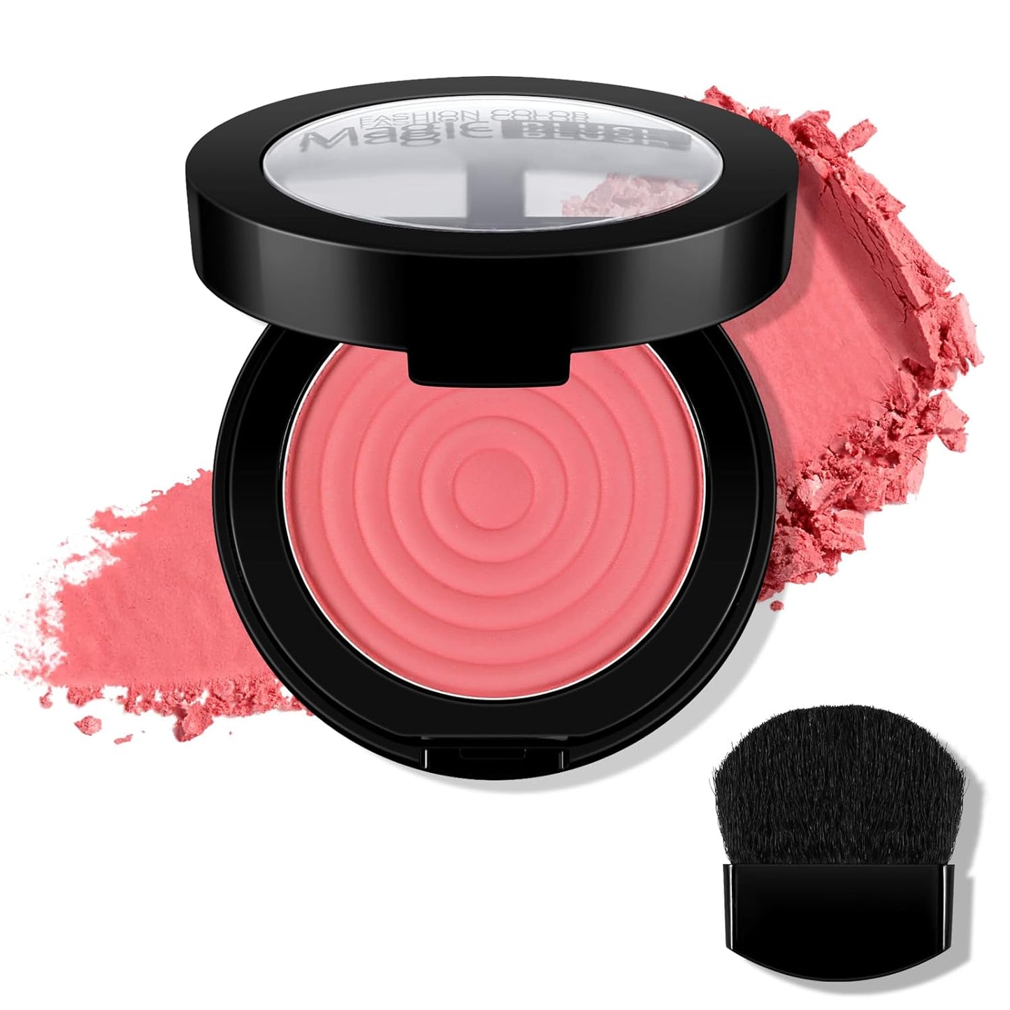 Boobeen Soft Blend Powder Blush for Cheeks, Buildable Color Matte Smooth Blush Palette Compact Blush Powder Makeup, Long-lasting Flush Color, with Mirror and Brush