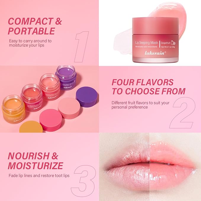 Lip Mask Sleeping,Nourish Hydrate Lip Mask,Lip Oil,Lip Balm, Lip Skin Care,Hydrating, Moisturizing Lip Lines Night Sleep Anti-chapped Lip Cream (Grapefruit)
