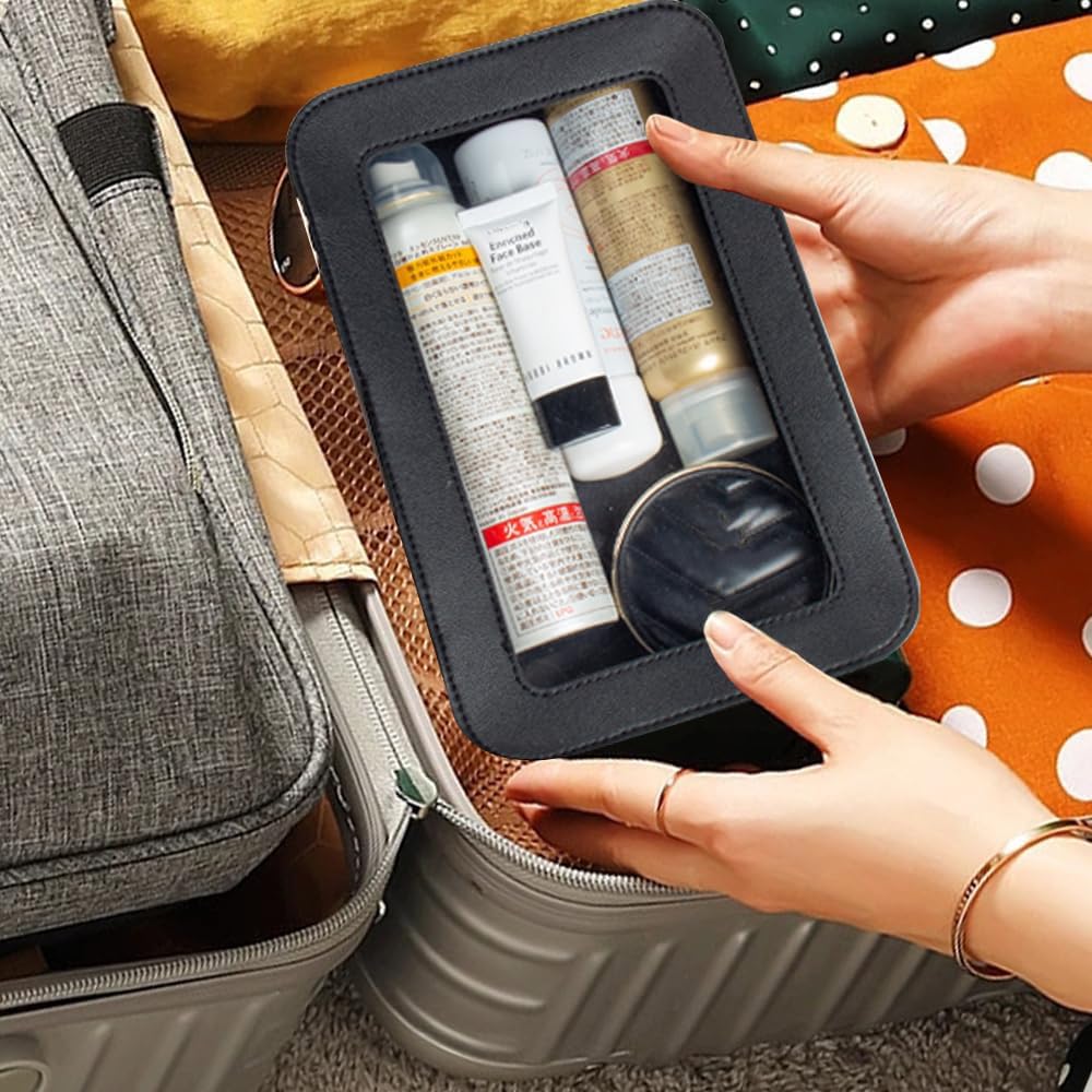 Clear Makeup Bag Small, TSA Approved Portable Toiletry Bag with Zipper Cosmetic Travel Bag Makeup Organizer Case Mini Makeup Pouch for Purse Car Organizer Bag for Women Men