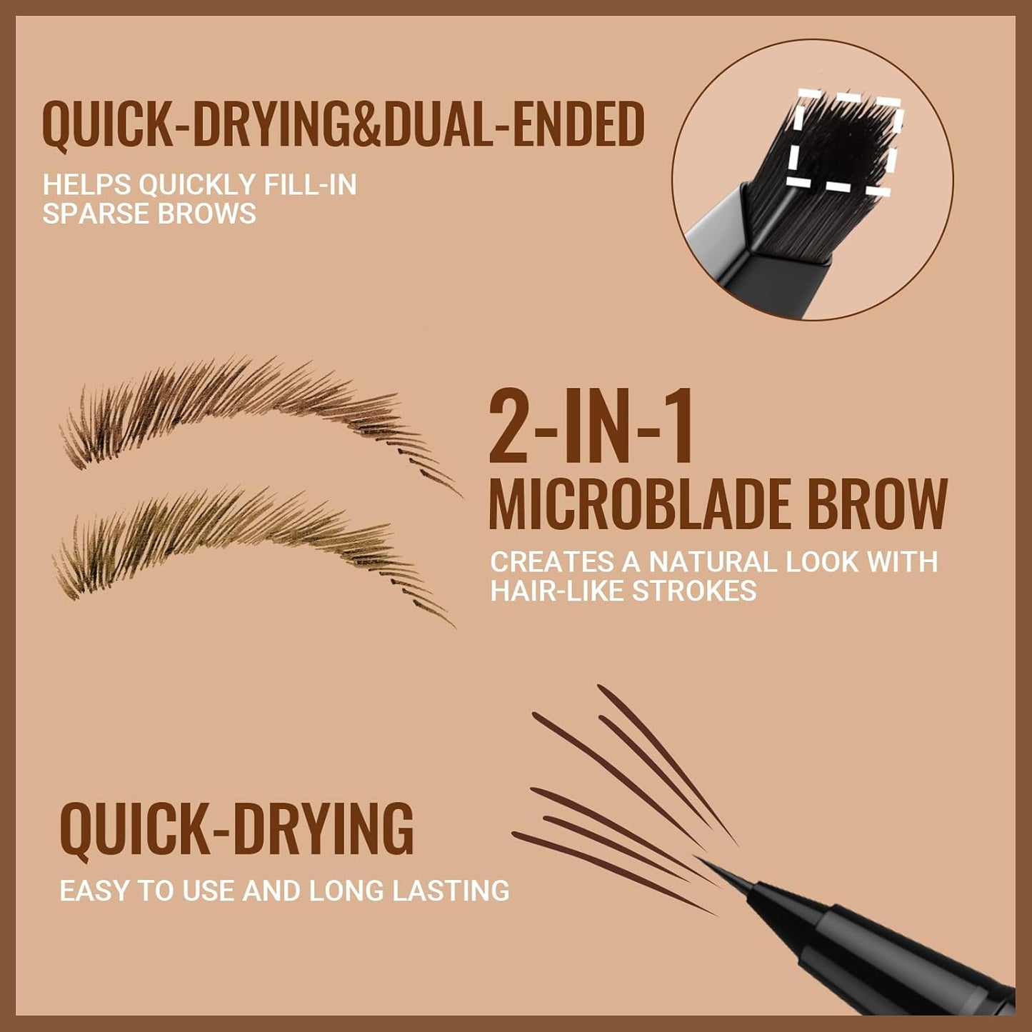 iMethod Eyebrow Pen - Eyebrow Pencil,2-in-1 Eyeliner Dual-Ended Microblading Eyebrow Pencil Long Lasting Waterproof Hair-Like Brow Pencil,with Eyebrow Brush,Eyebrow Pencils for Women,Black