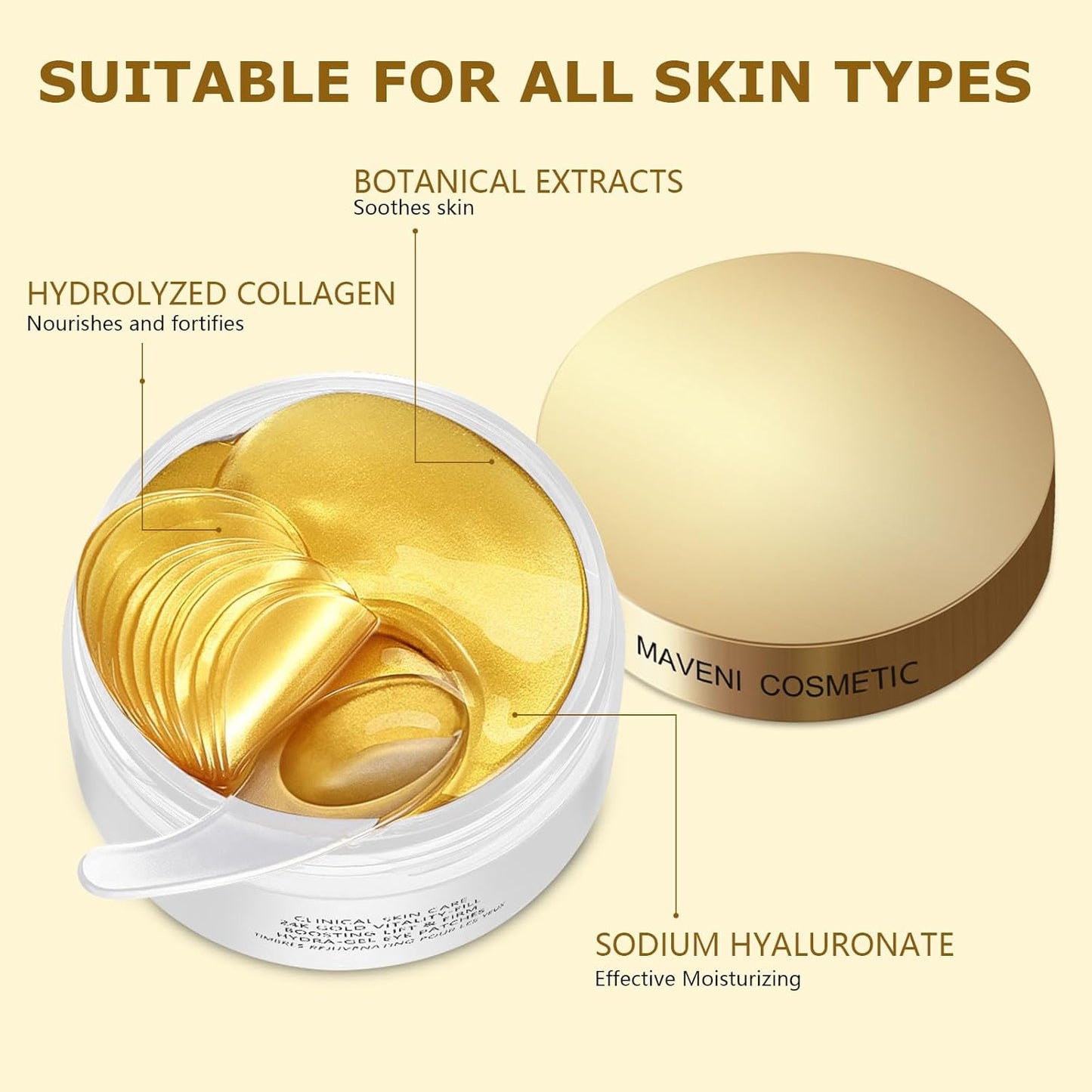 COSMETIC |24k Gold Vitality-Fill Hydra-Gel Eye Patches(30 Pairs) | Help Boosting Lift & Firm the Look of the Eye Area, Anti-Aging Under-Eye Patches